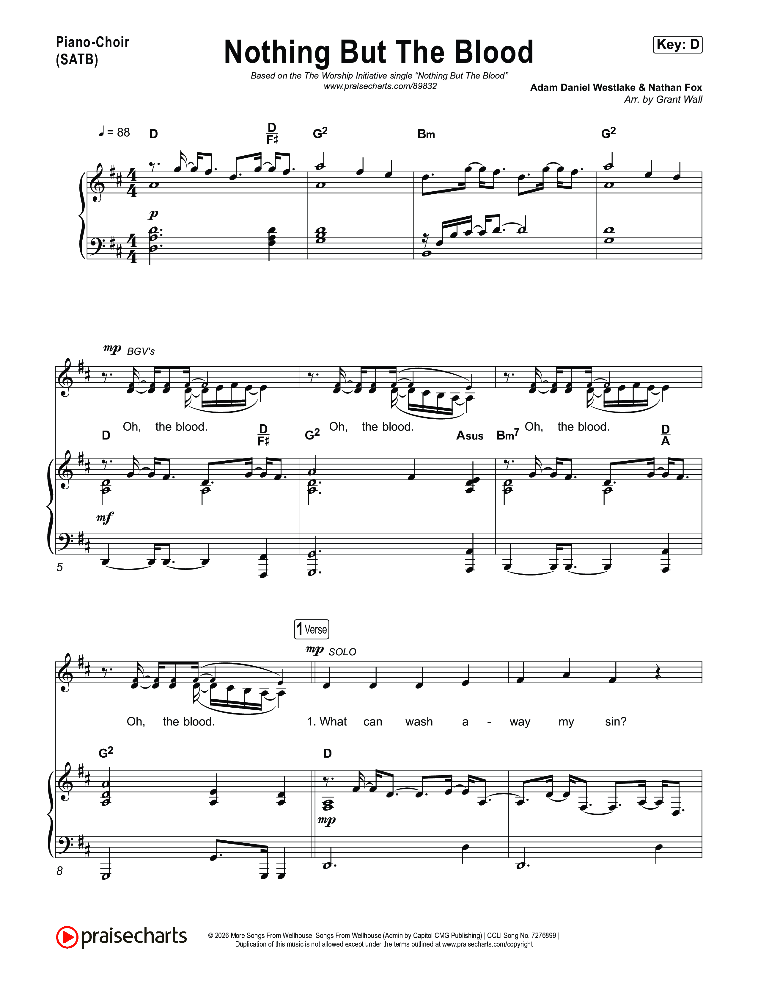 Nothing But The Blood Piano/Choir (SATB) (The Worship Initiative)