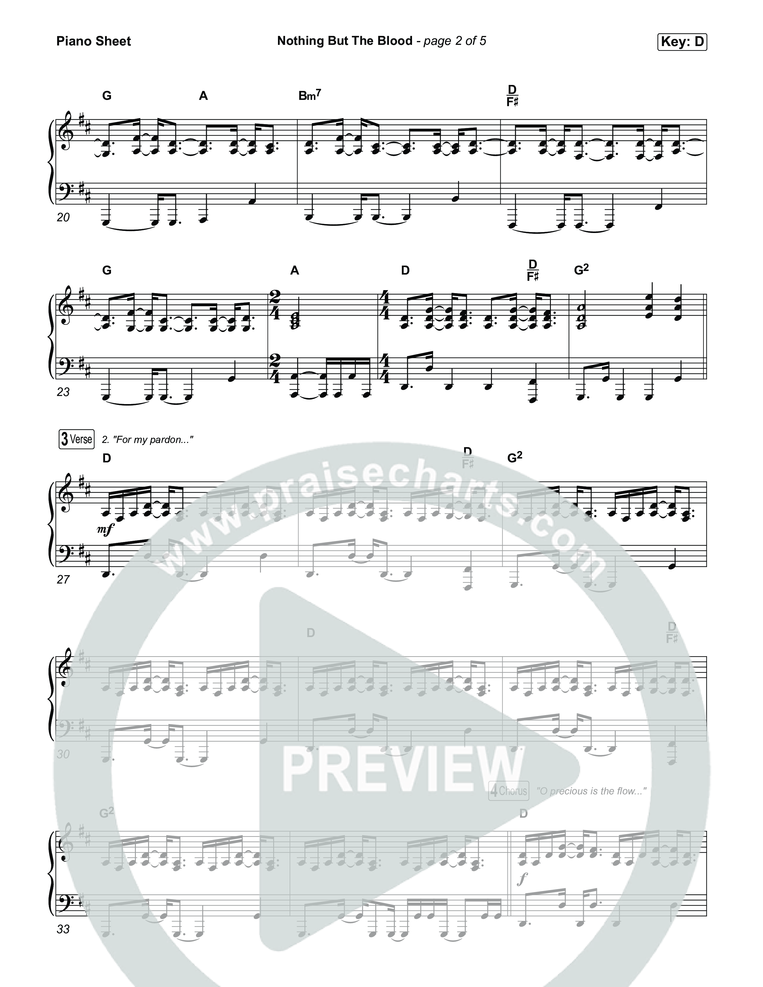 Nothing But The Blood Piano Sheet (The Worship Initiative)