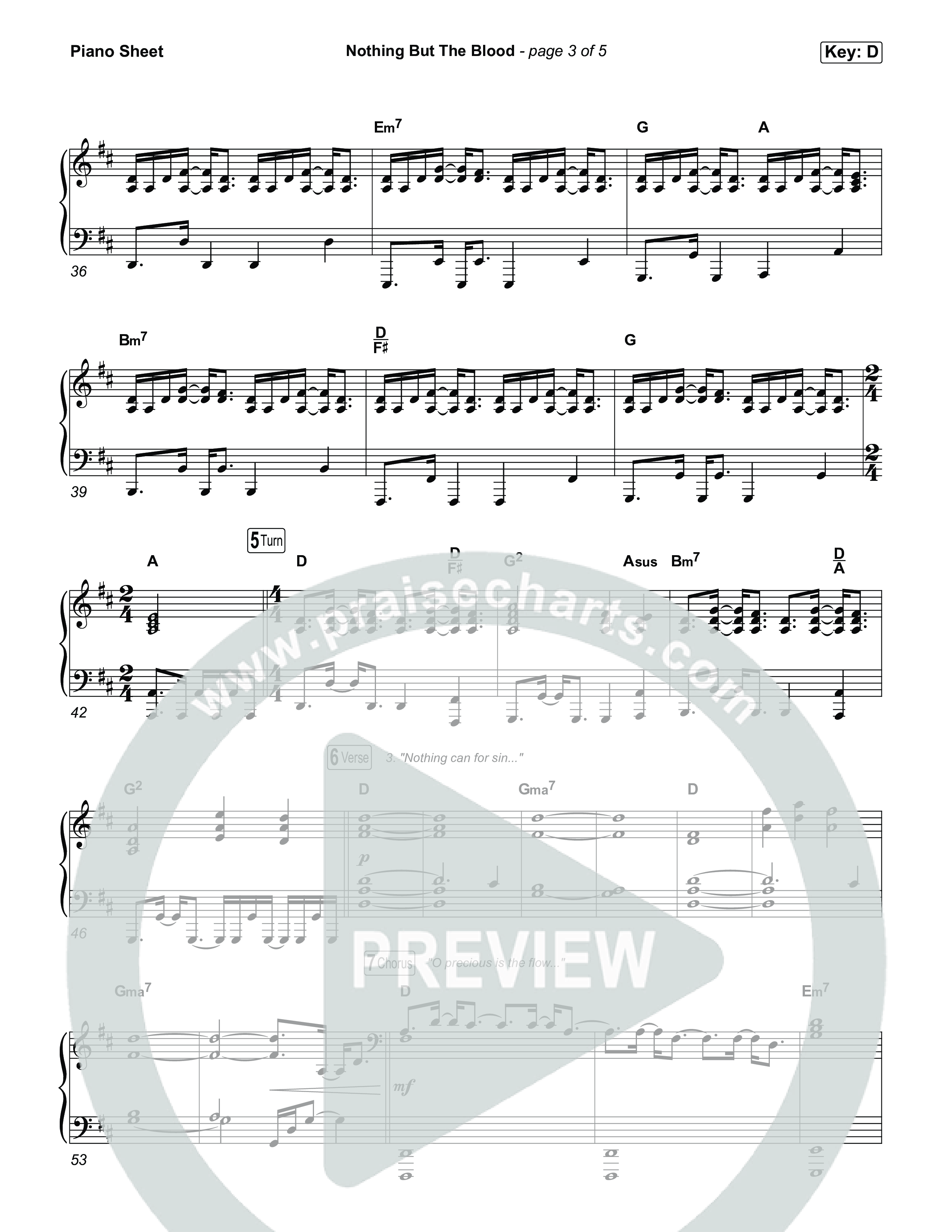 Nothing But The Blood Piano Sheet (The Worship Initiative)