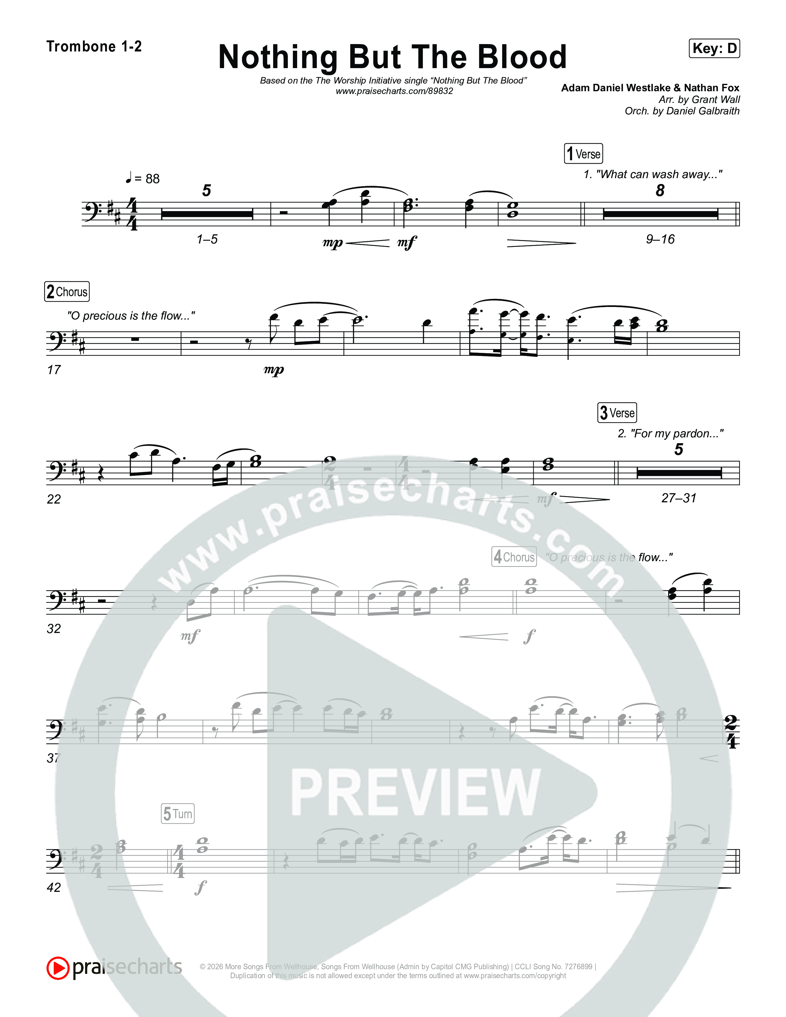 Nothing But The Blood Trombone 1/2 (The Worship Initiative)