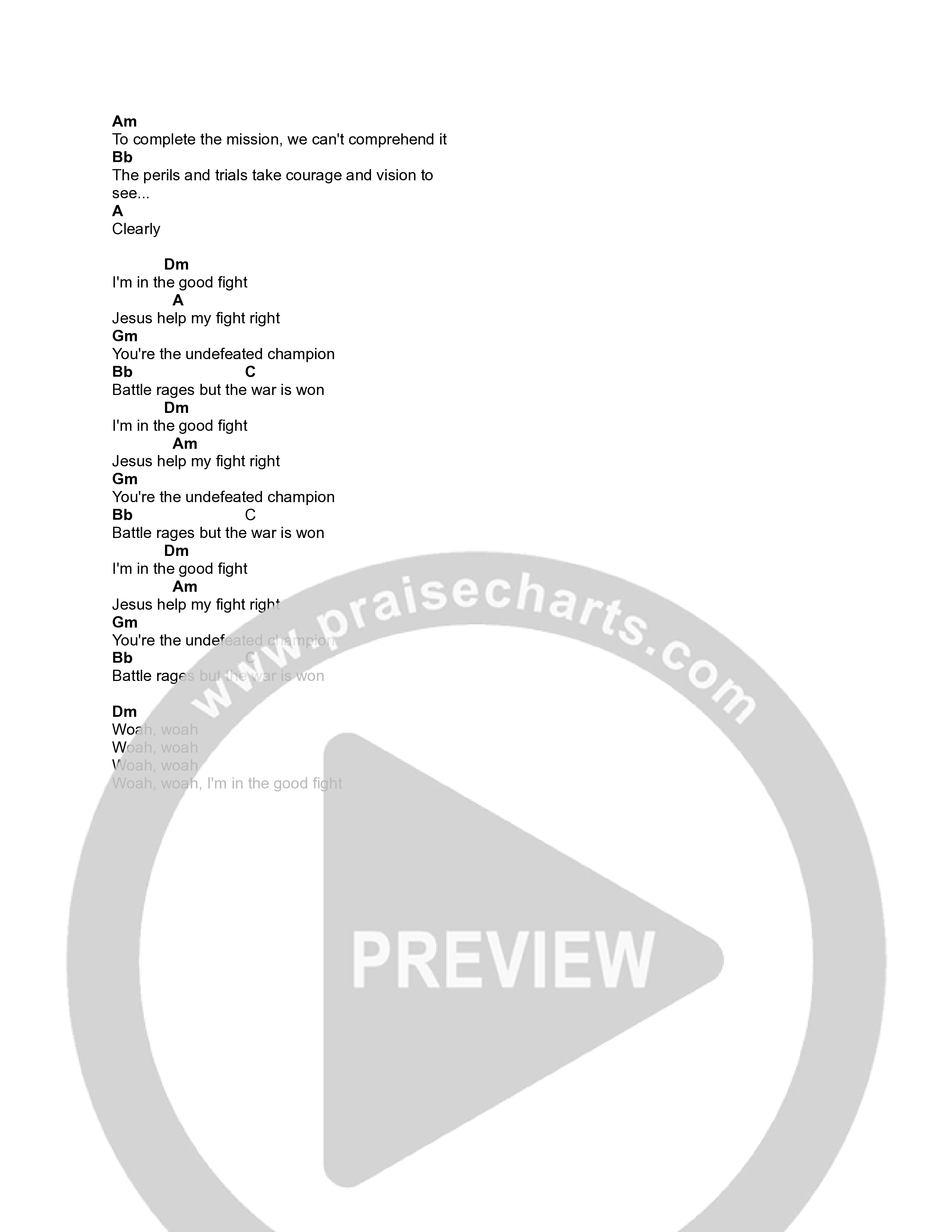 The Good Fight Chord Chart (Erskin / Josh Snyder)