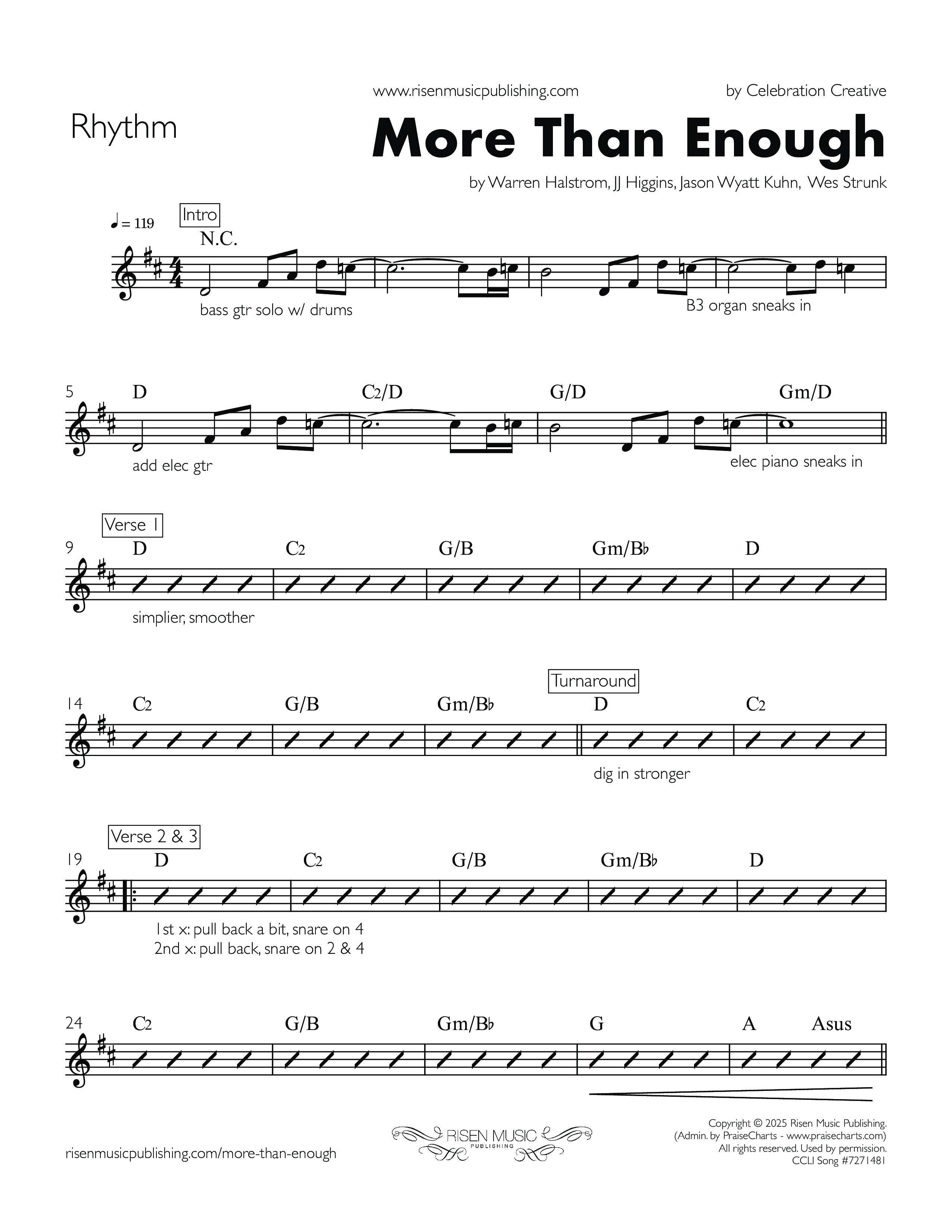 More Than Enough Rhythm Chart (Celebration Creative)