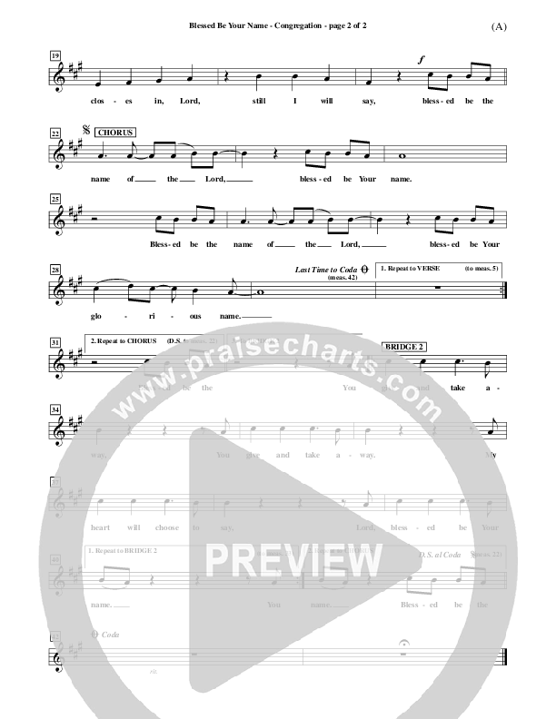 Blessed Be Your Name Choir Sheet (SATB) (Matt Redman)