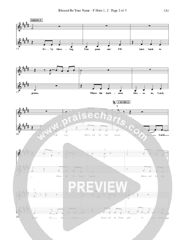 Blessed Be Your Name French Horn (Matt Redman)