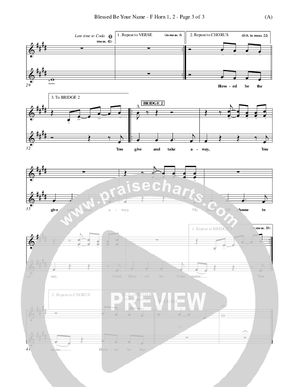 Blessed Be Your Name French Horn (Matt Redman)