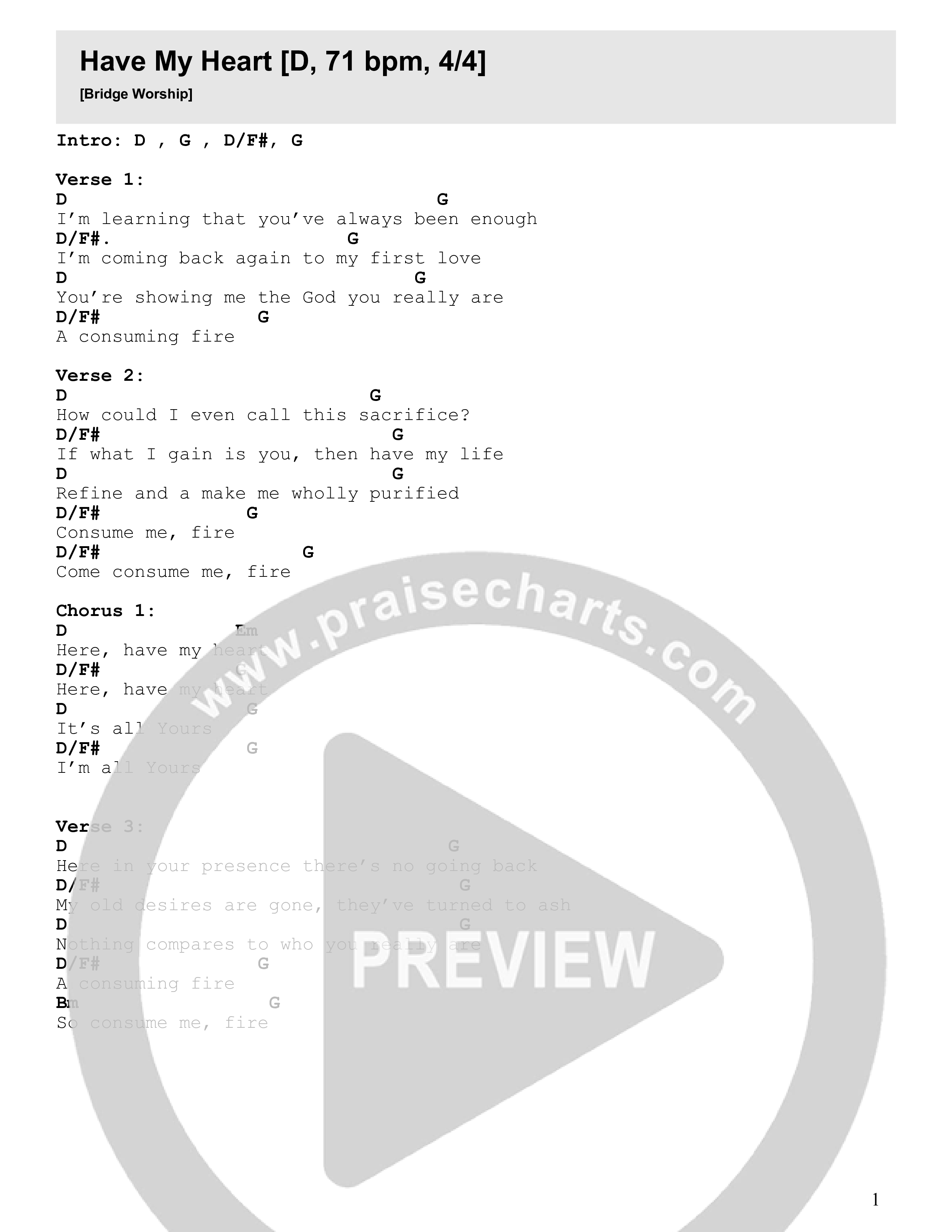 Have My Heart Chord Chart (Bridge Worship)