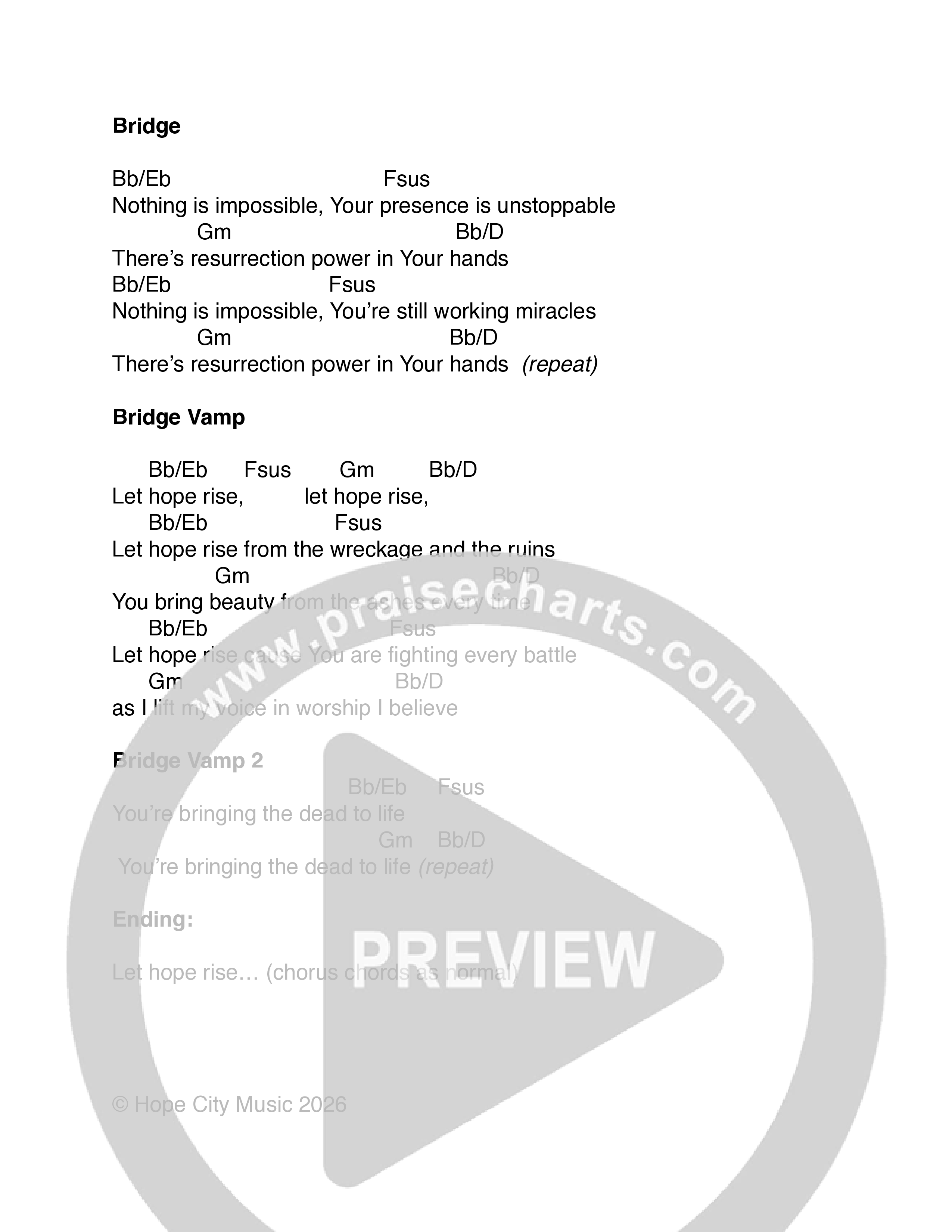 Let Hope Rise Chord Chart (Hope City Music)