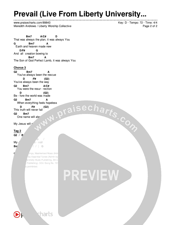 Prevail (Live From Liberty University) Chords & Lyrics (Meredith Andrews / Liberty Worship Collective)