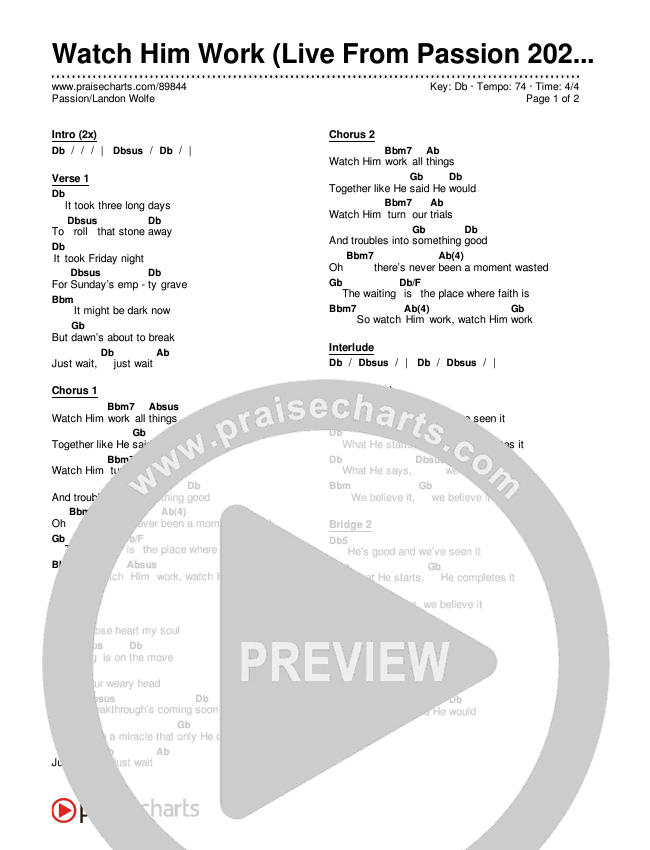 Watch Him Work (Live From Passion 2026) Chords & Lyrics (Passion / Landon Wolfe)