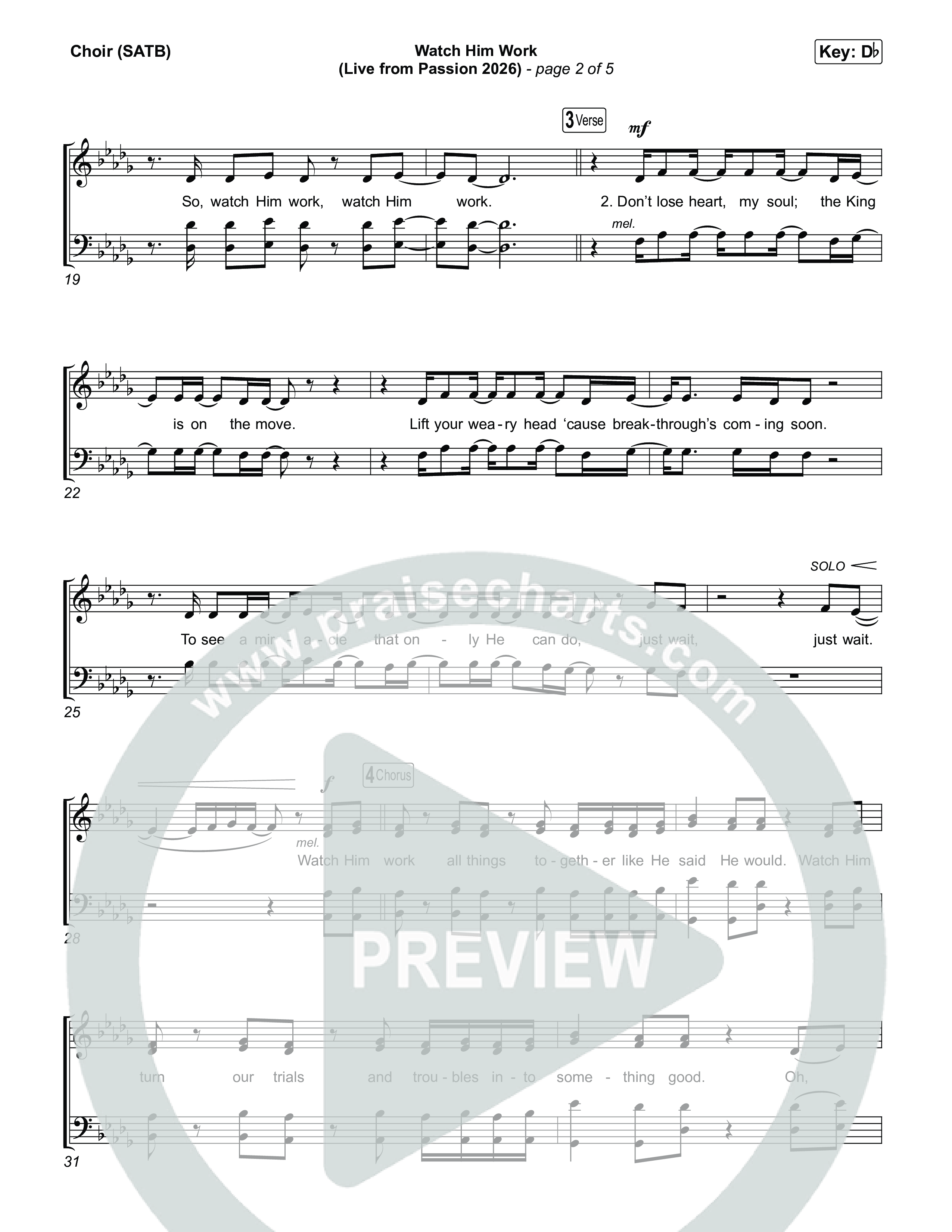 Watch Him Work (Live From Passion 2026) Choir Sheet (SATB) (Passion / Landon Wolfe)