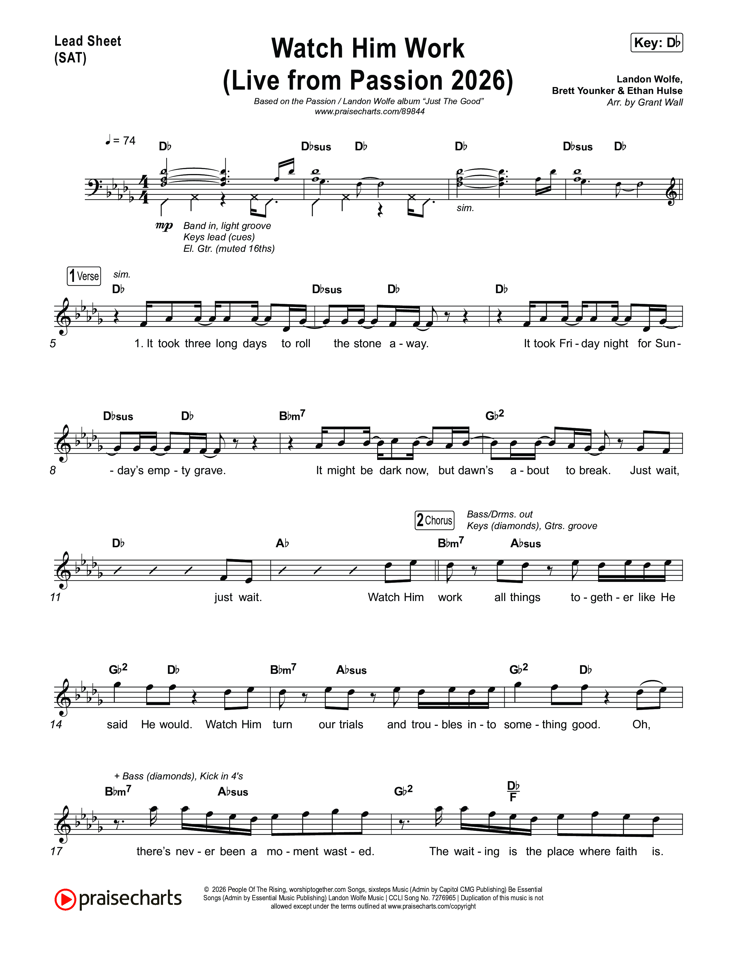 Watch Him Work (Live From Passion 2026) Lead Sheet (SAT) (Passion / Landon Wolfe)