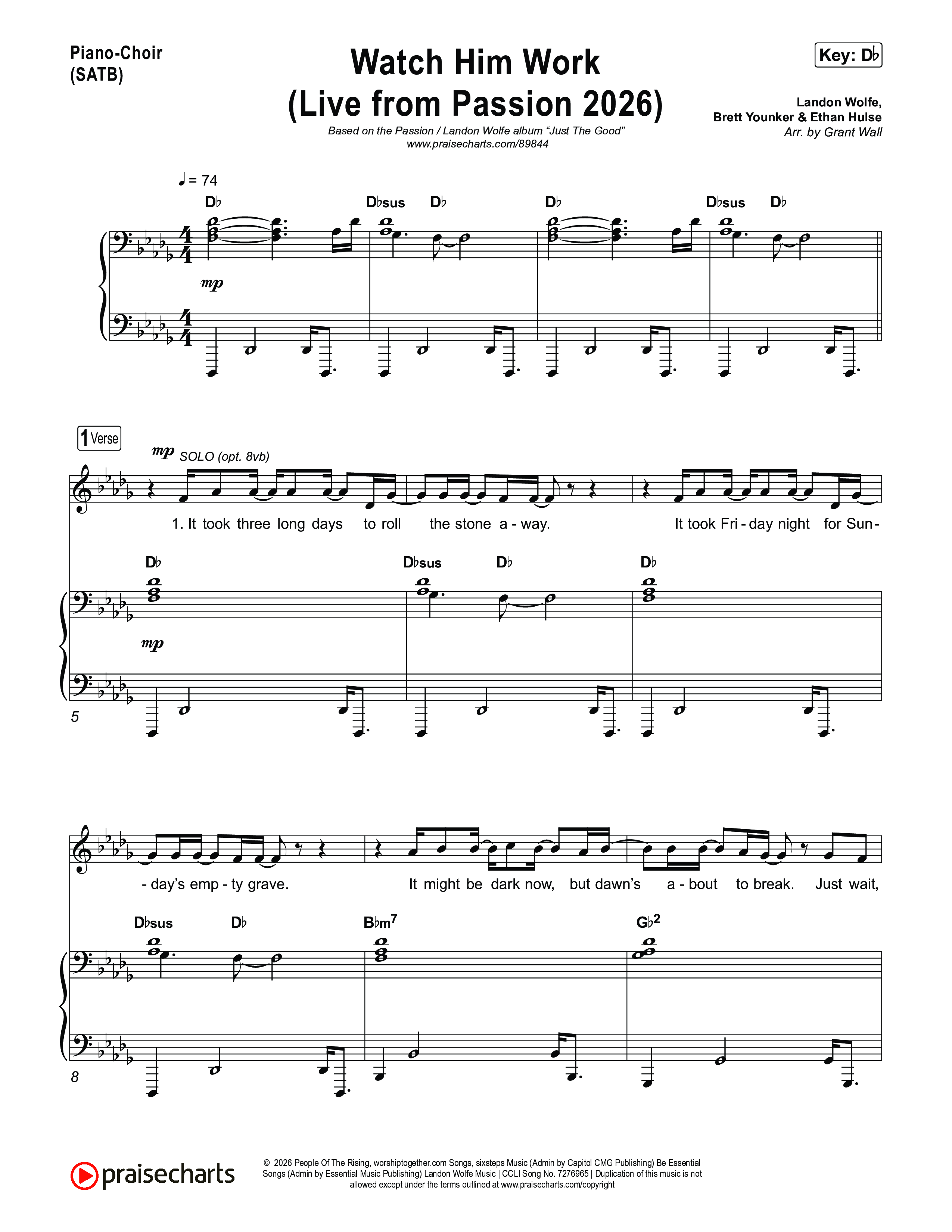 Watch Him Work (Live From Passion 2026) Piano/Vocal Pack (Passion / Landon Wolfe)