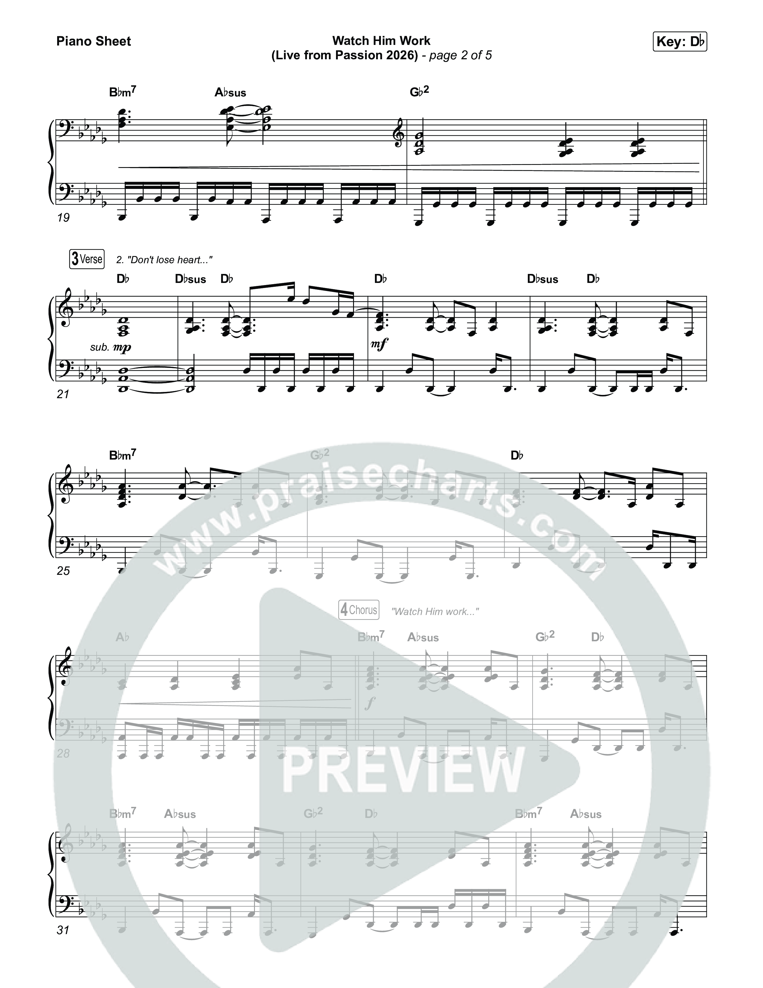 Watch Him Work (Live From Passion 2026) Piano Sheet (Passion / Landon Wolfe)