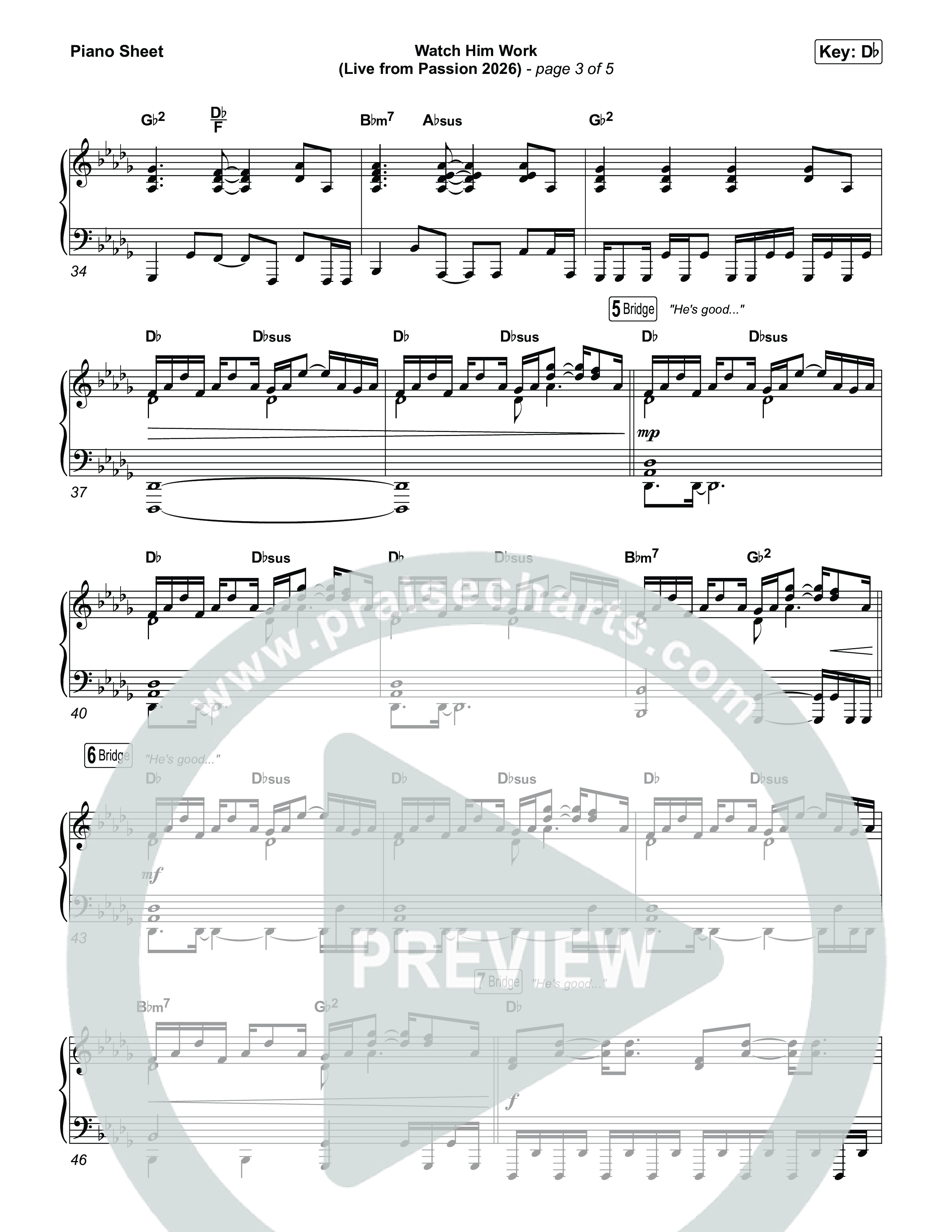 Watch Him Work (Live From Passion 2026) Piano Sheet (Passion / Landon Wolfe)