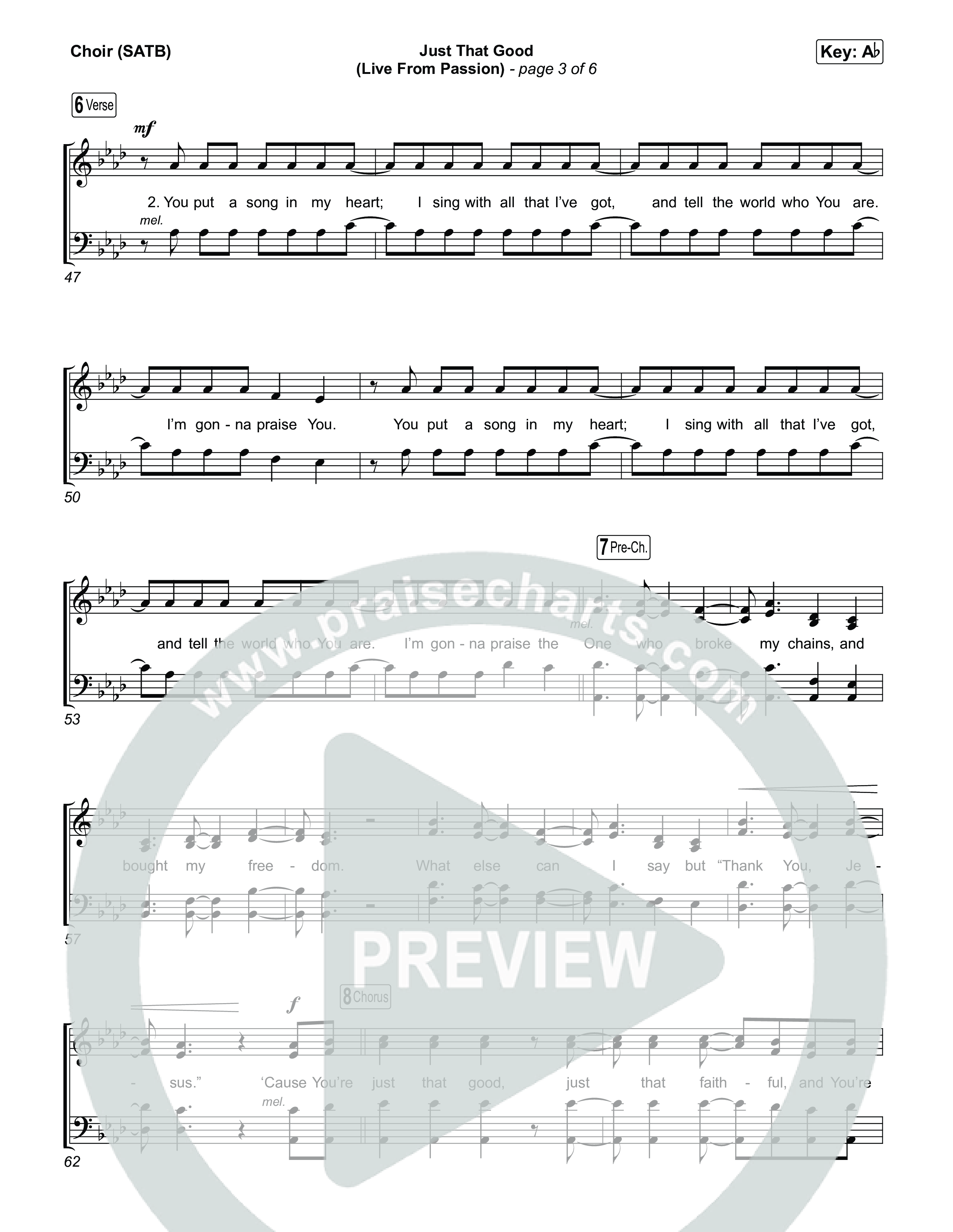 Just That Good (Live From Passion 2026) Choir Sheet (SATB) (Passion / Kristian Stanfill)