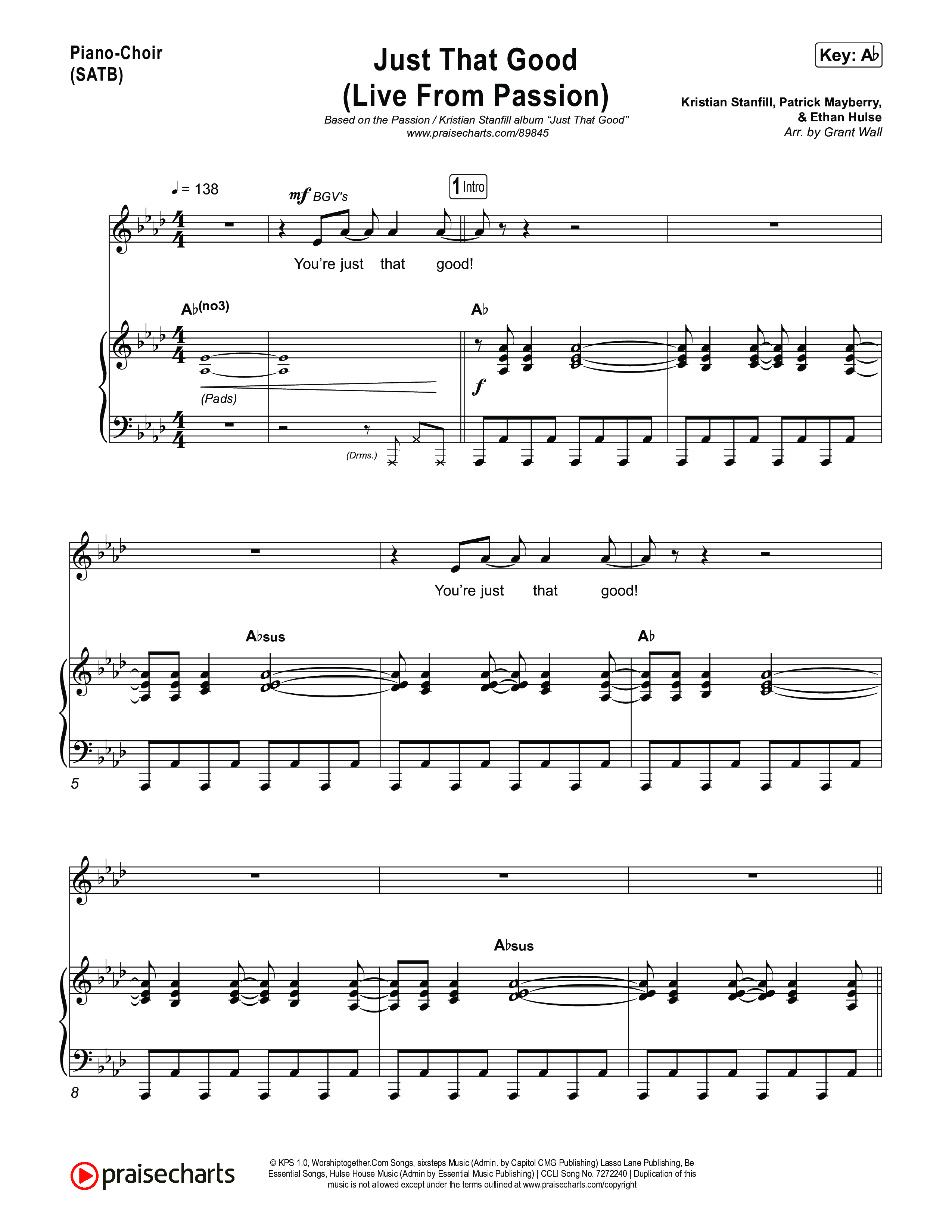 Just That Good (Live From Passion 2026) Piano/Vocal (SATB) (Passion / Kristian Stanfill)