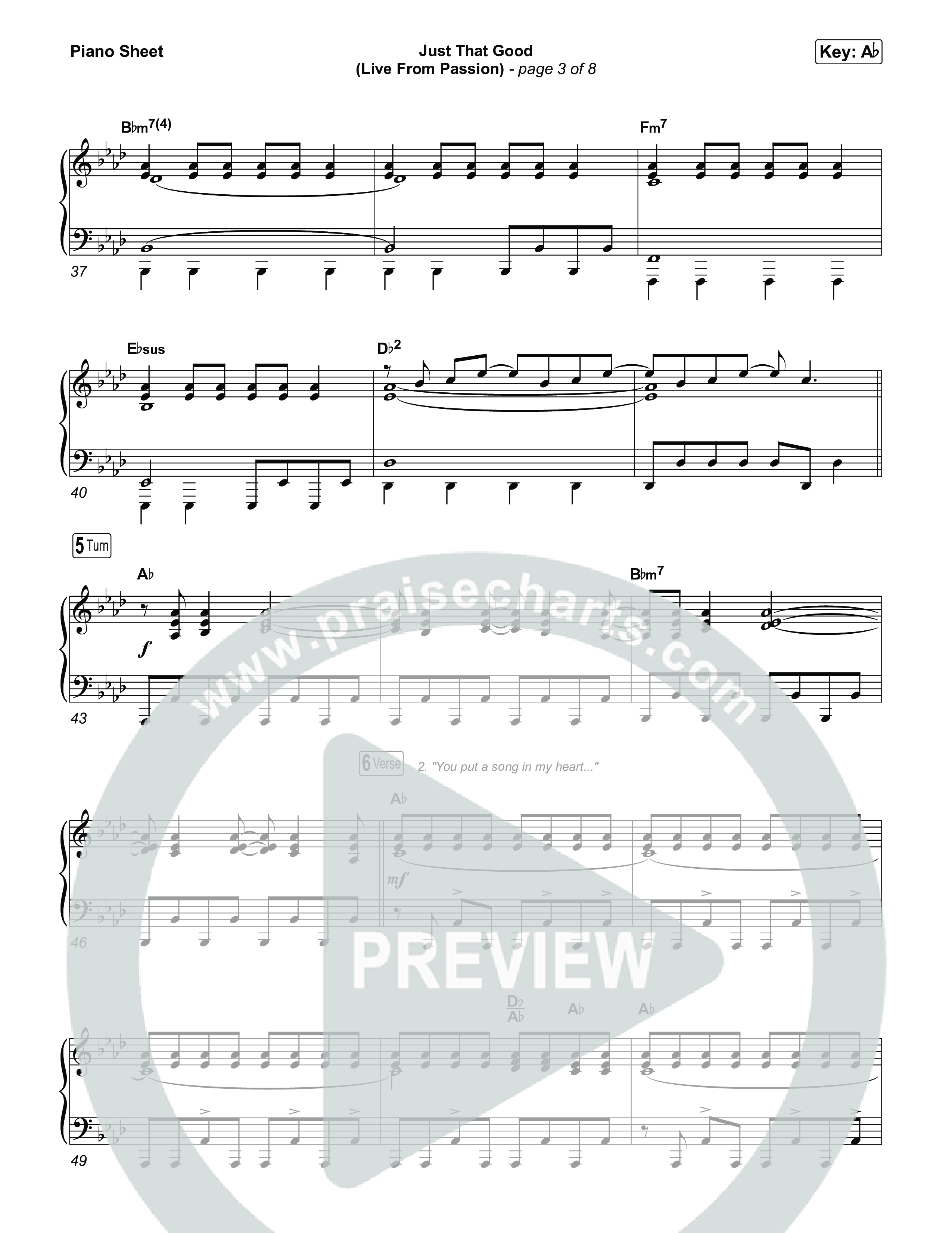 Just That Good (Live From Passion 2026) Piano Sheet (Passion / Kristian Stanfill)