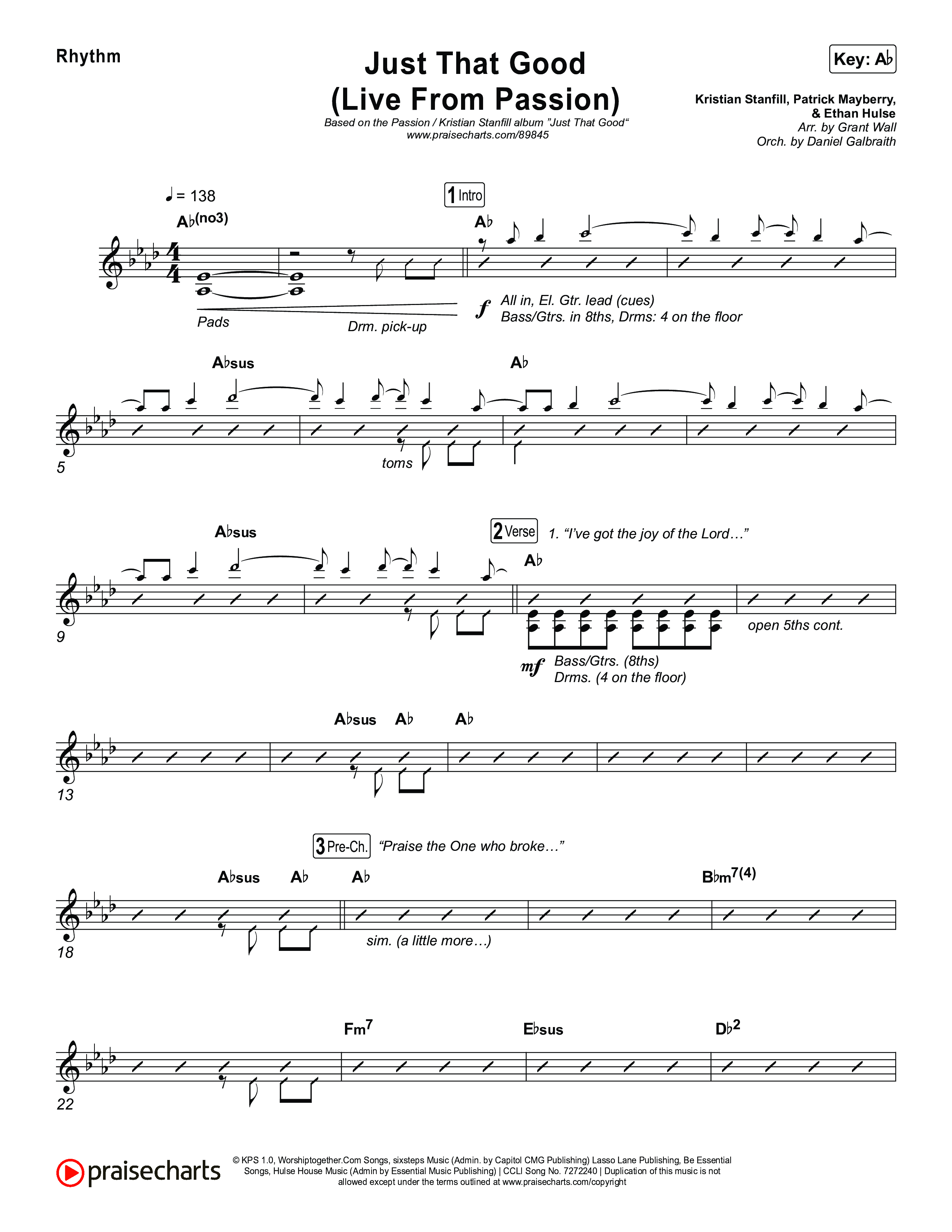 Just That Good (Live From Passion 2026) Rhythm Chart (Passion / Kristian Stanfill)
