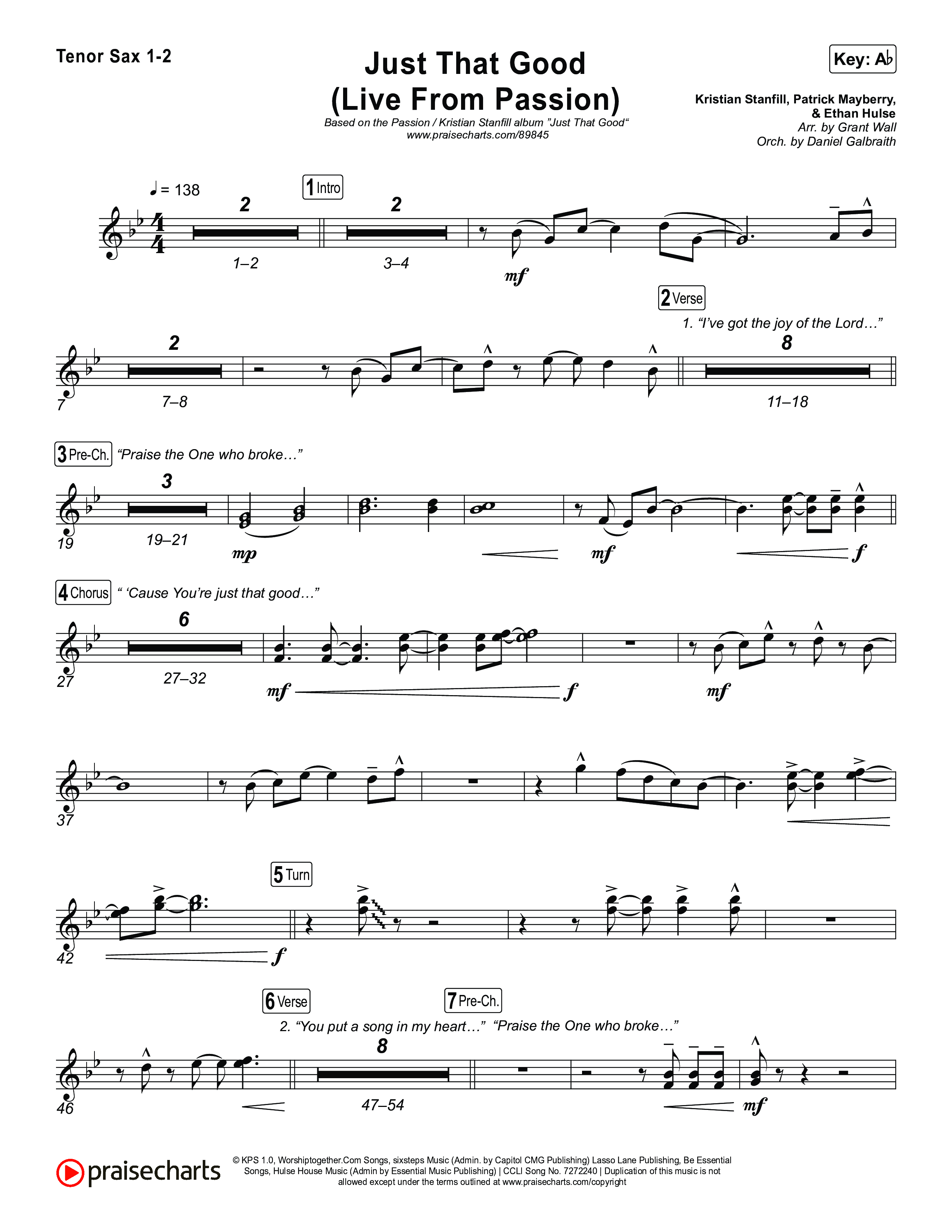Just That Good (Live From Passion 2026) Tenor Sax 1,2 (Passion / Kristian Stanfill)