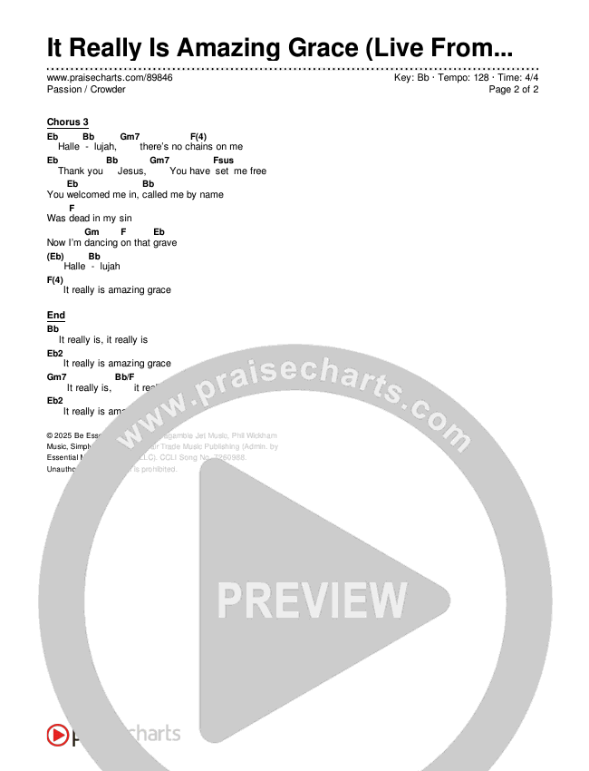 It Really Is Amazing Grace (Live From Passion 2026) Chords & Lyrics (Passion / Crowder)