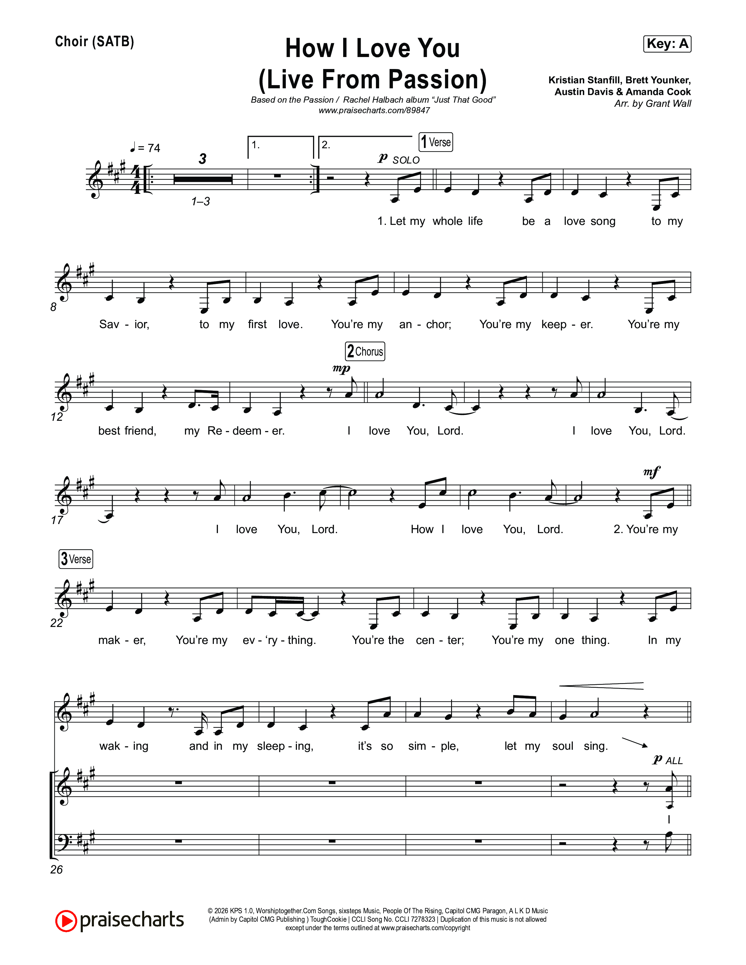 How I Love You (Live From Passion 2026) Choir Sheet (SATB) (Passion / Rachel Halbach)