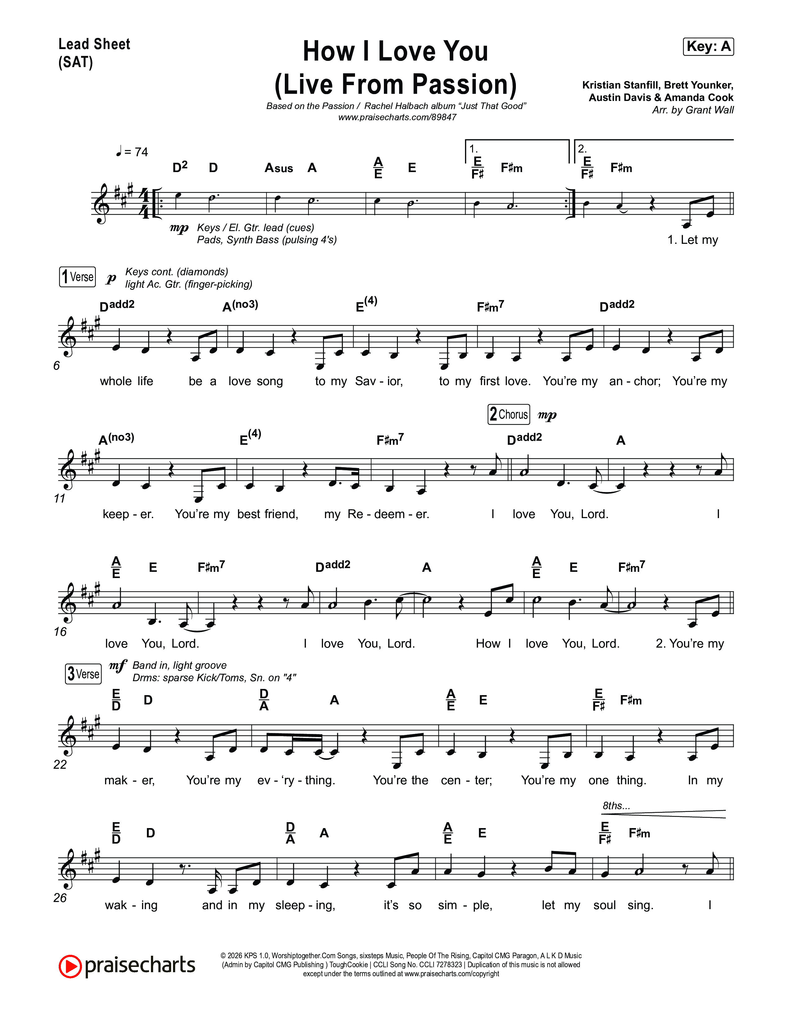 How I Love You (Live From Passion 2026) Lead Sheet (SAT) (Passion / Rachel Halbach)