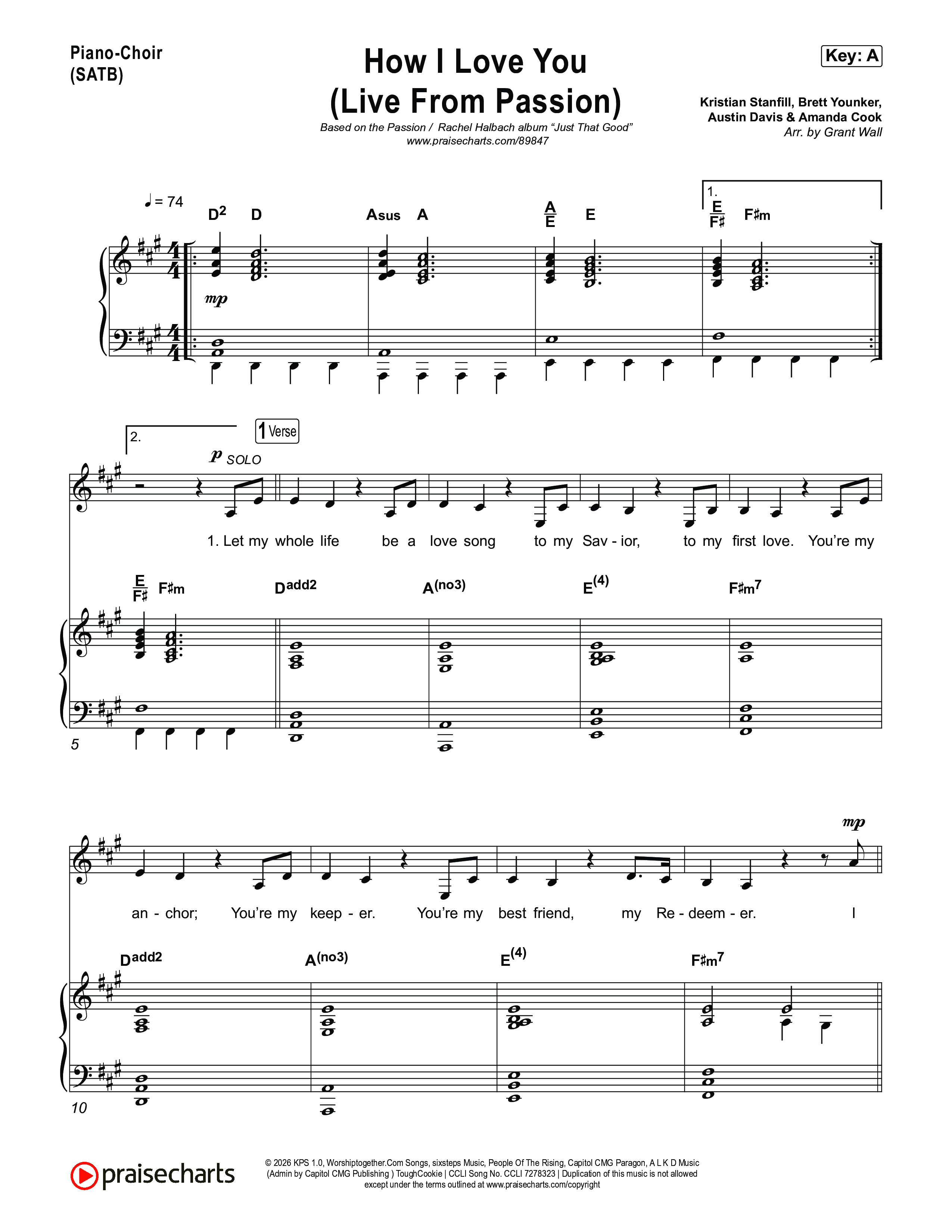 How I Love You (Live From Passion 2026) Piano/Vocal (SATB) (Passion / Rachel Halbach)