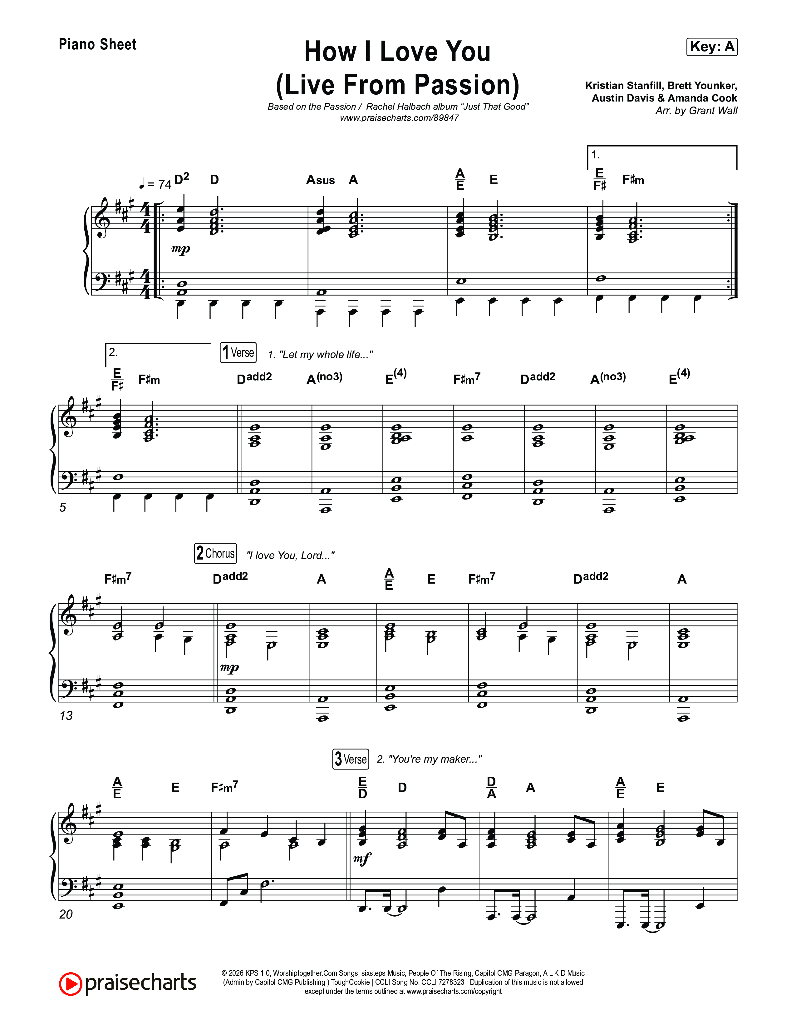 How I Love You (Live From Passion 2026) Piano Sheet (Passion / Rachel Halbach)