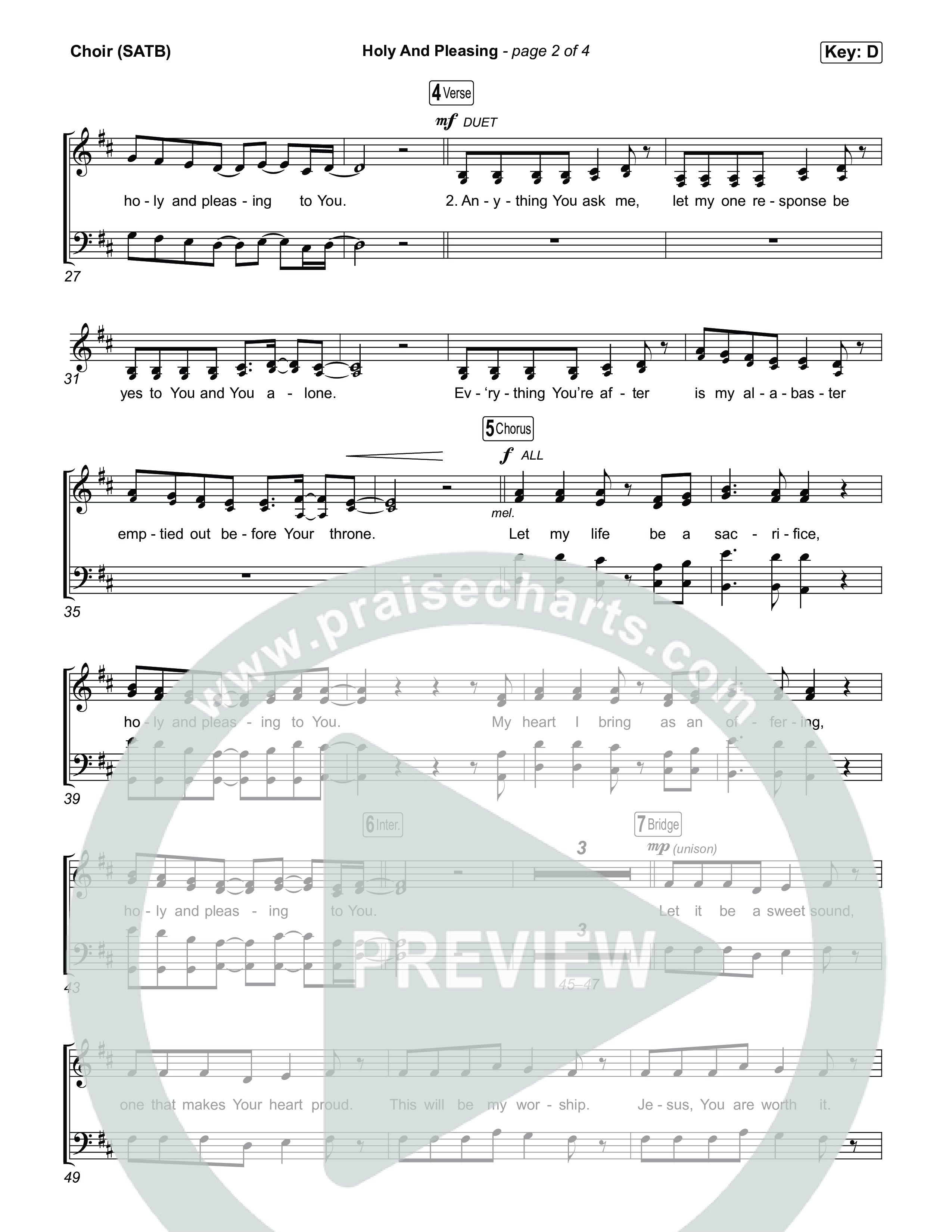 Holy And Pleasing (Live From Passion 2026) Choir Sheet (SATB) (Passion / Melodie Malone)