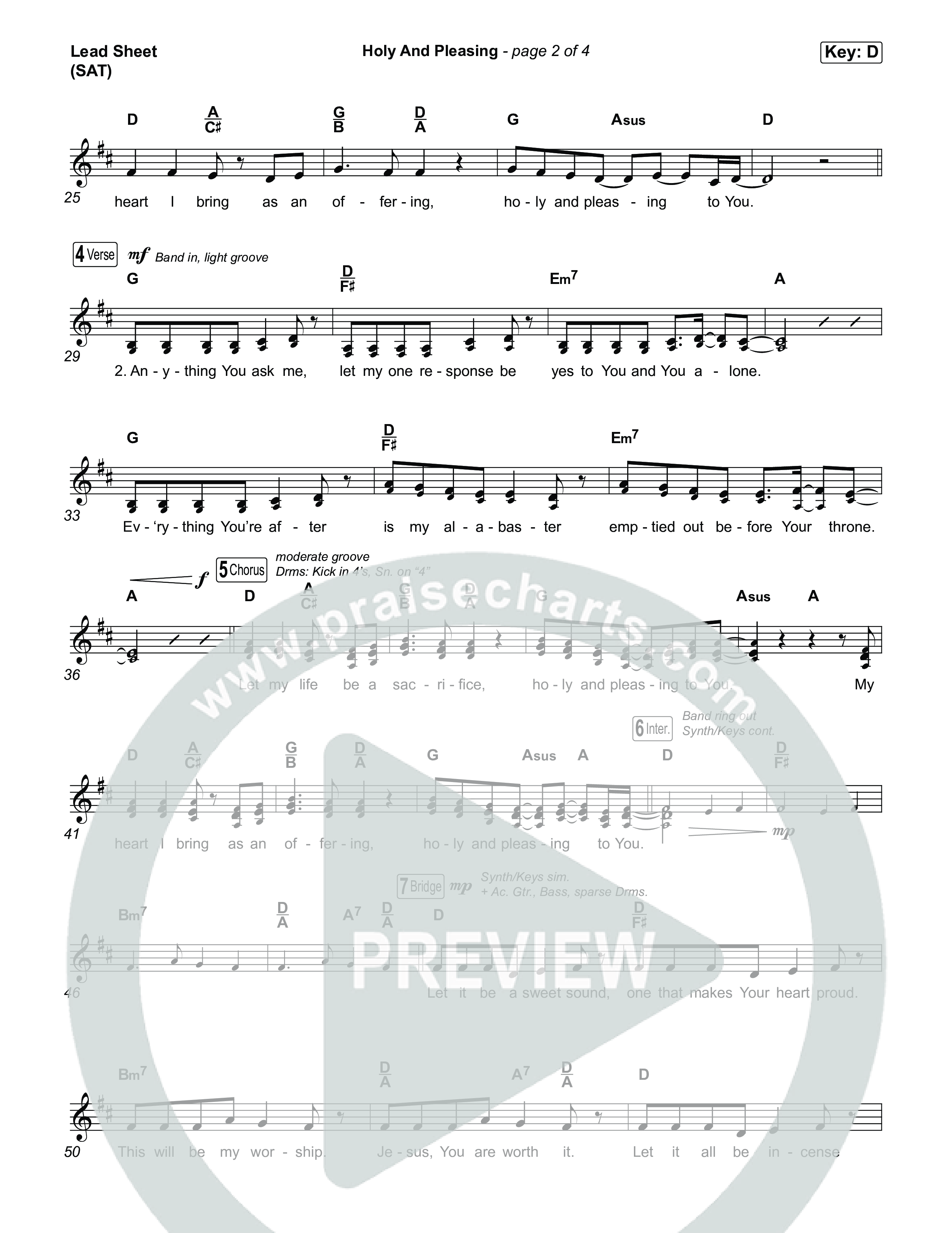 Holy And Pleasing (Live From Passion 2026) Lead Sheet (SAT) (Passion / Melodie Malone)