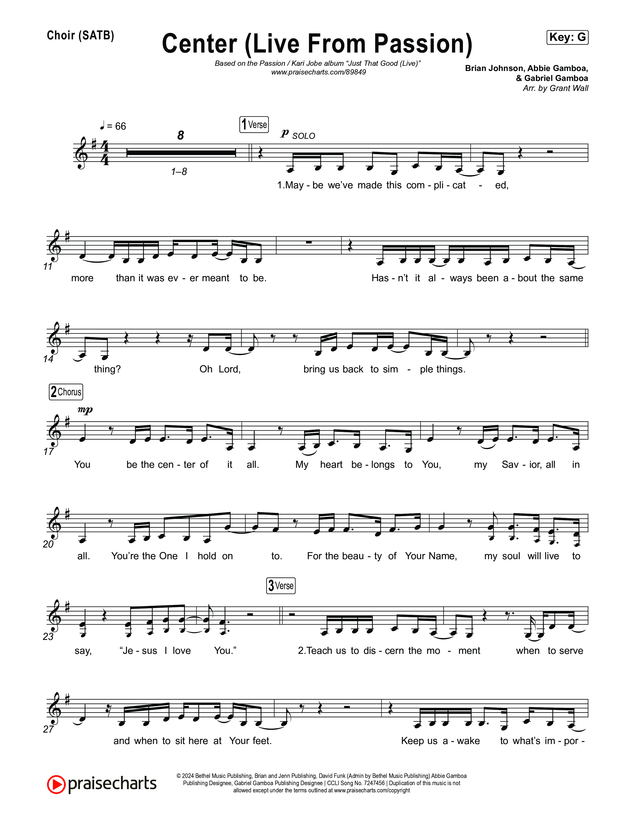 Center (Live From Passion 2026) Choir Sheet (SATB) (Passion / Kari Jobe)