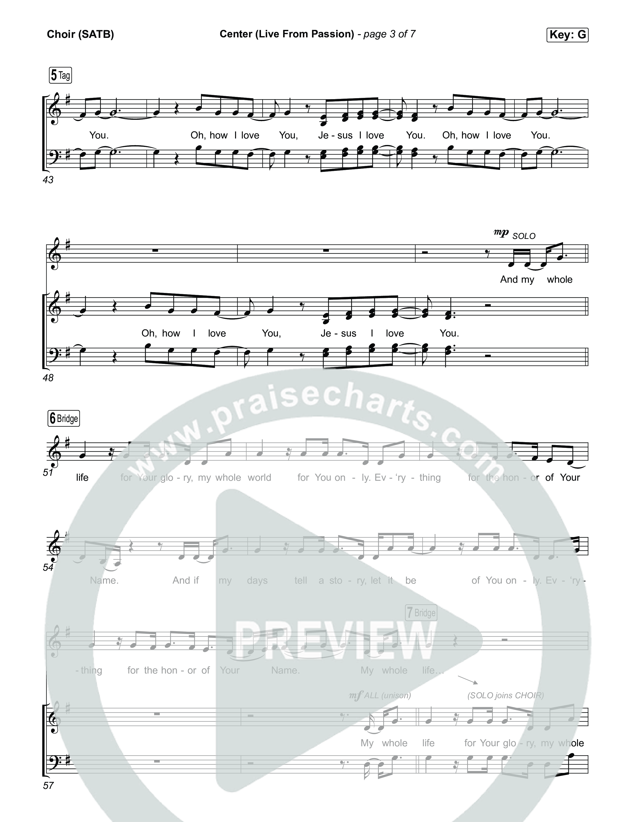 Center (Live From Passion 2026) Choir Sheet (SATB) (Passion / Kari Jobe)