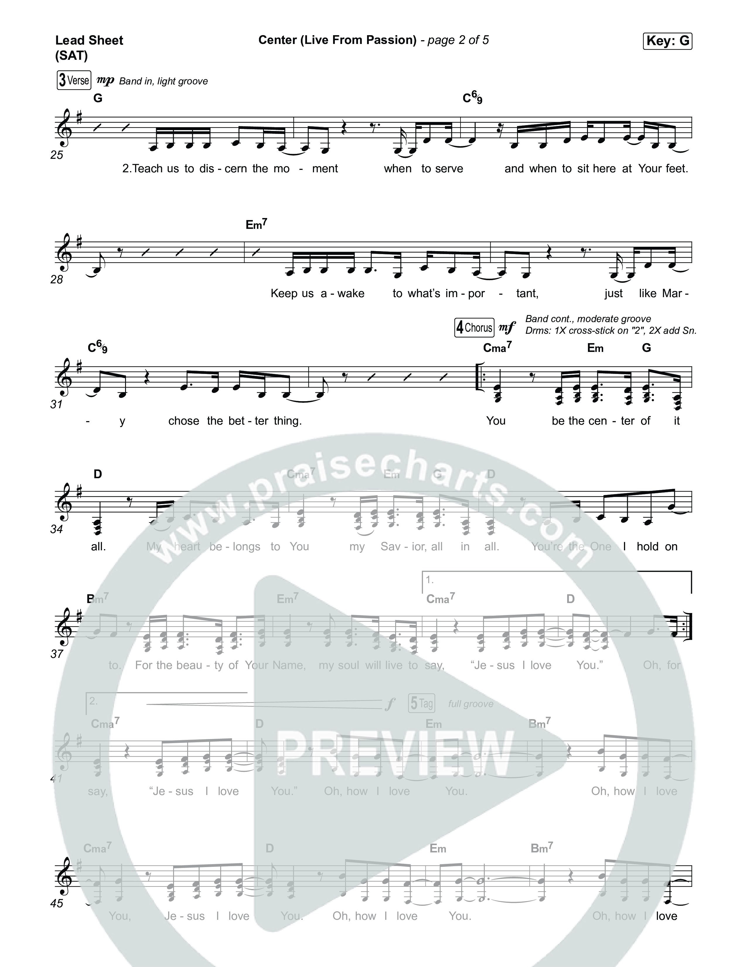 Center (Live From Passion 2026) Lead Sheet (SAT) (Passion / Kari Jobe)