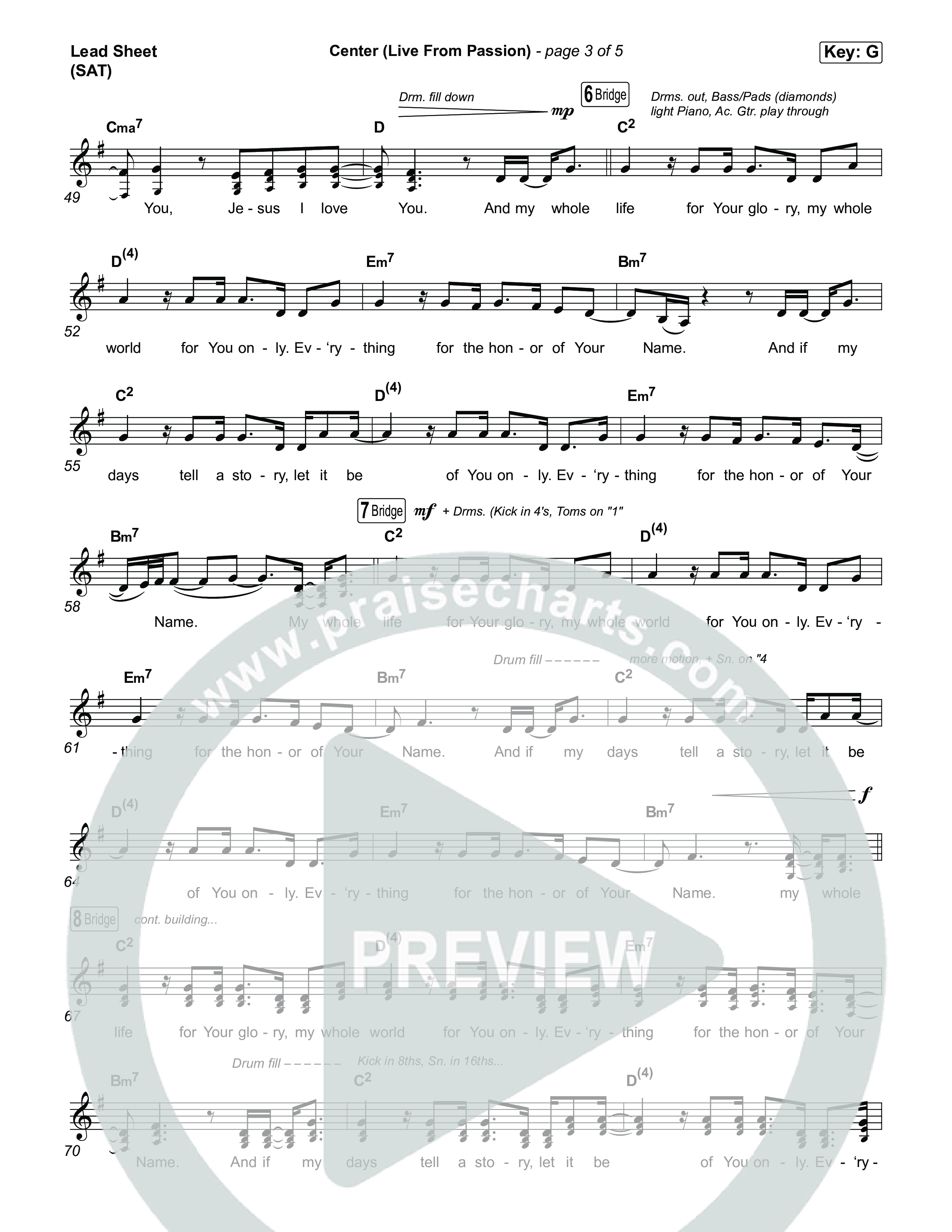 Center (Live From Passion 2026) Lead Sheet (SAT) (Passion / Kari Jobe)