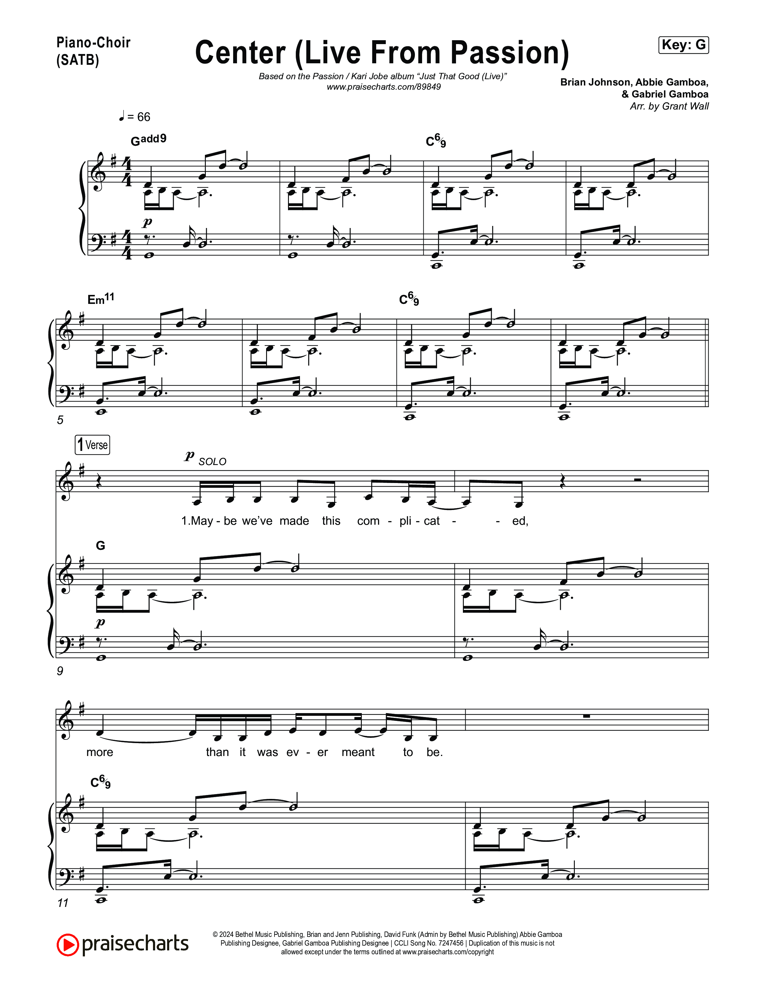 Center (Live From Passion 2026) Piano/Vocal Pack (Passion / Kari Jobe)