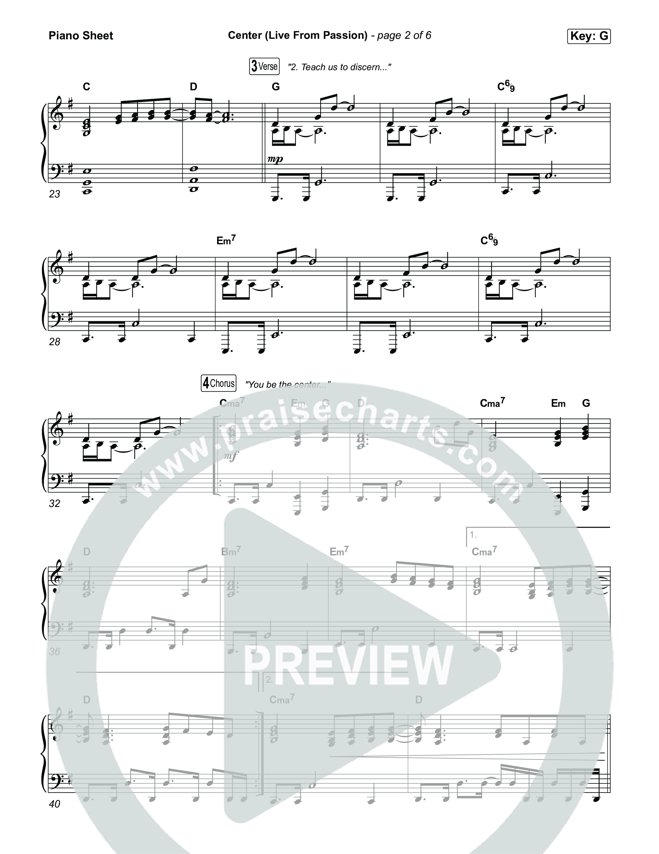 Center (Live From Passion 2026) Piano Sheet (Passion / Kari Jobe)