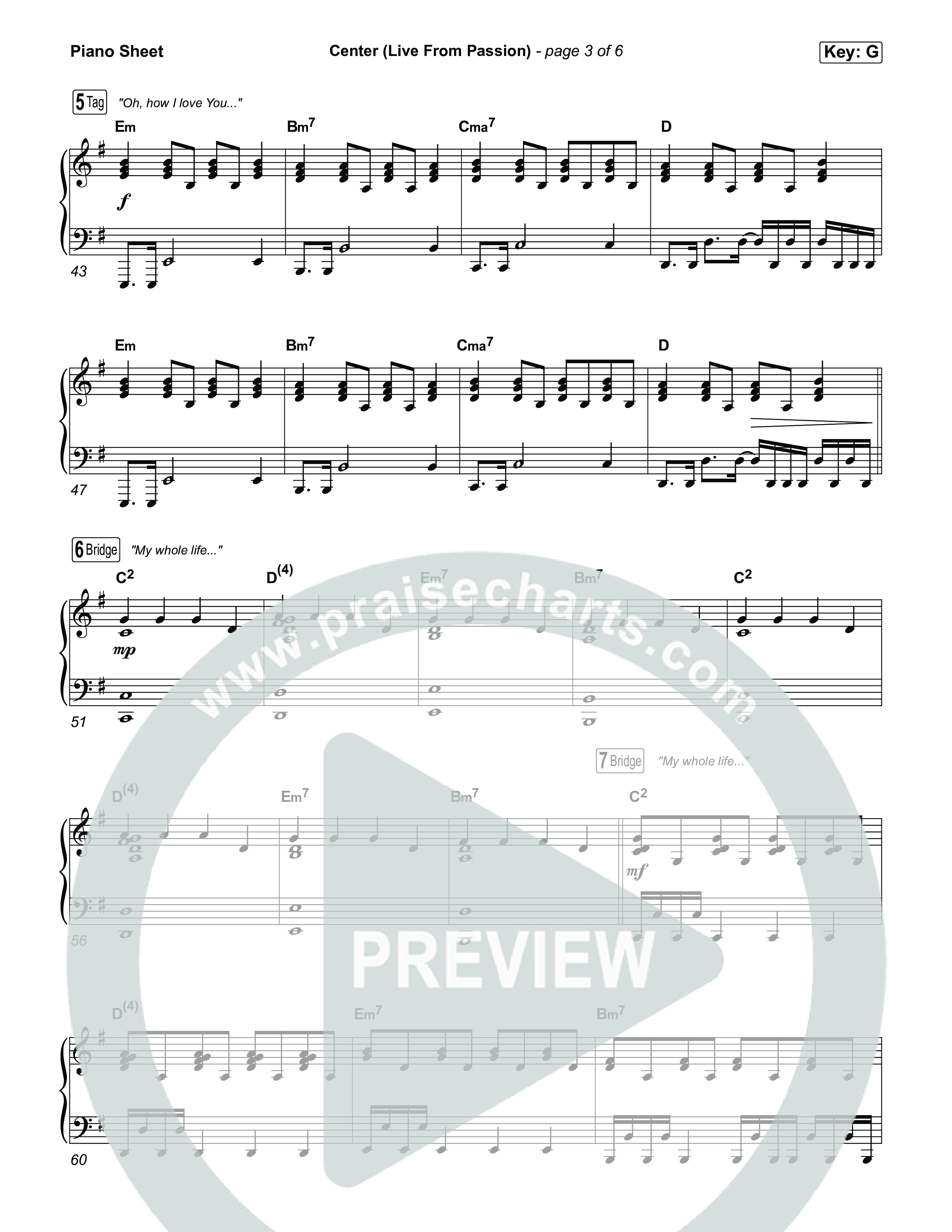 Center (Live From Passion 2026) Piano Sheet (Passion / Kari Jobe)