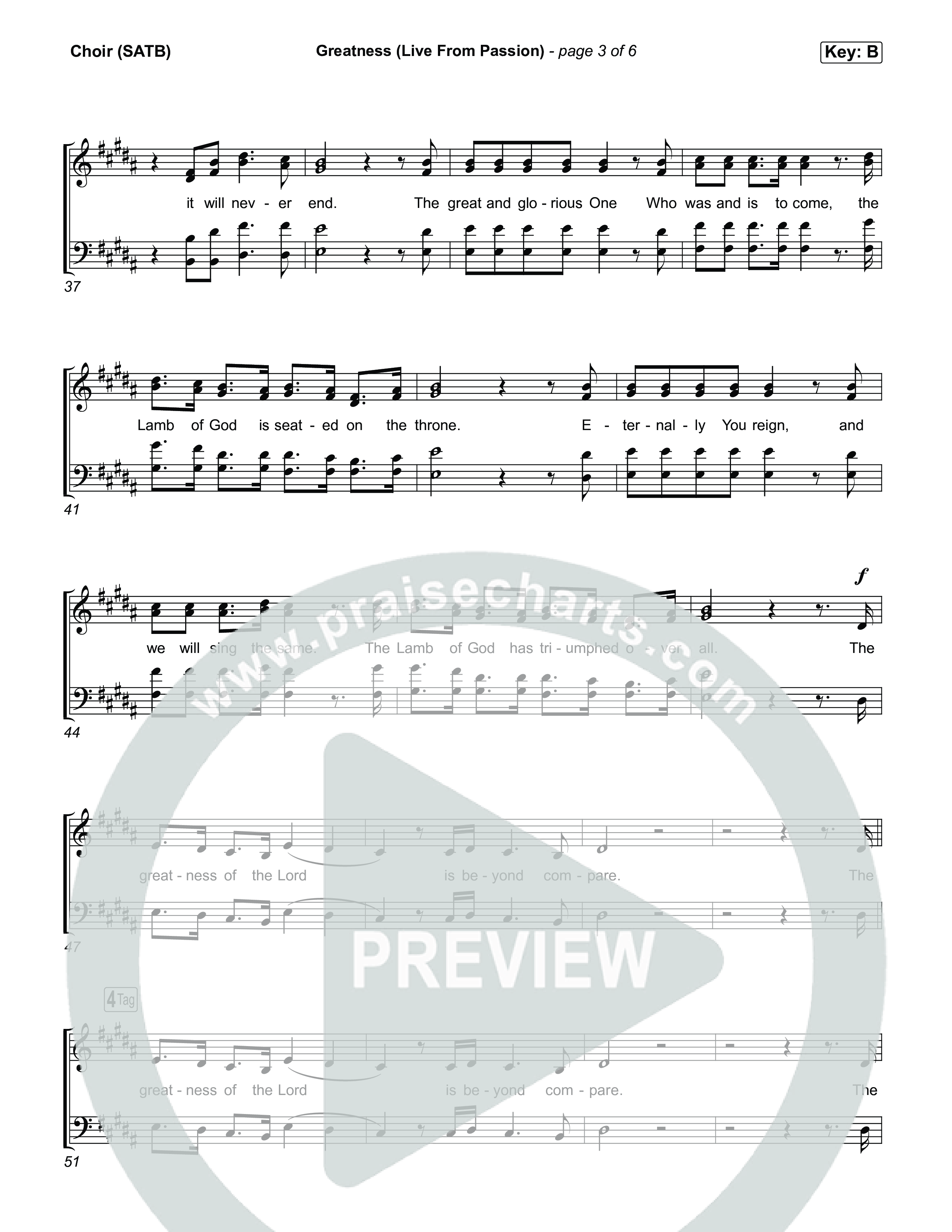 Greatness (Live From Passion 2026) Choir Sheet (SATB) (Passion / Brooke Ligertwood)