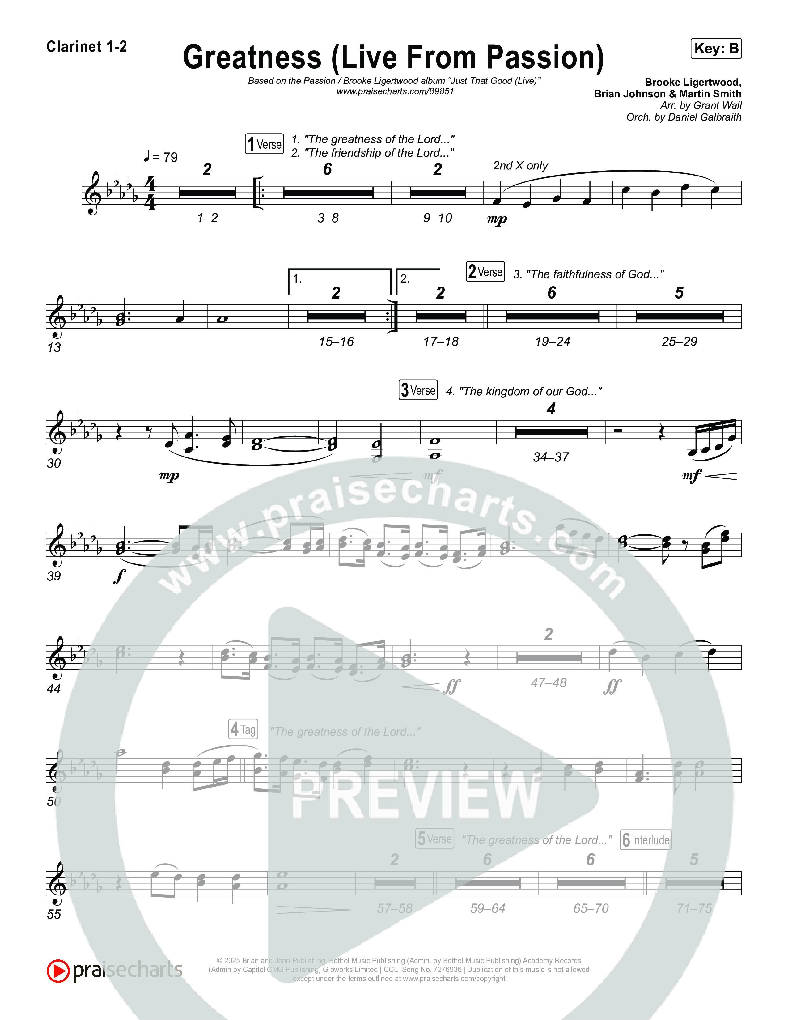 Greatness (Live From Passion 2026) Clarinet 1/2 (Passion / Brooke Ligertwood)