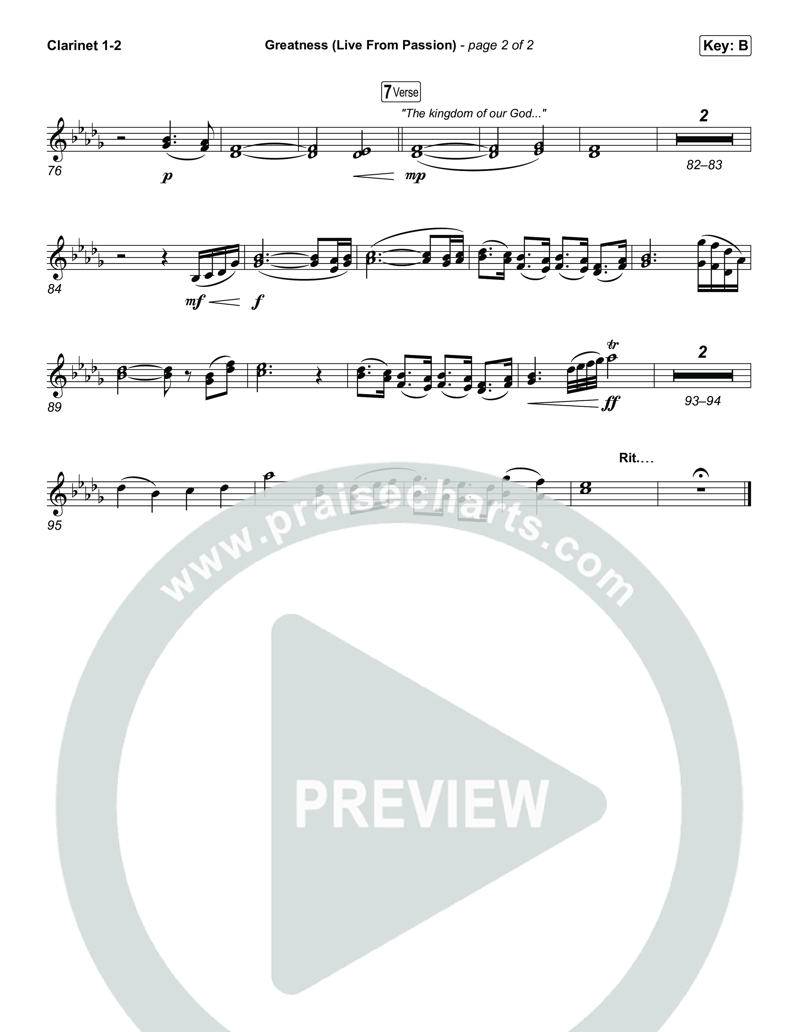 Greatness (Live From Passion 2026) Clarinet 1/2 (Passion / Brooke Ligertwood)