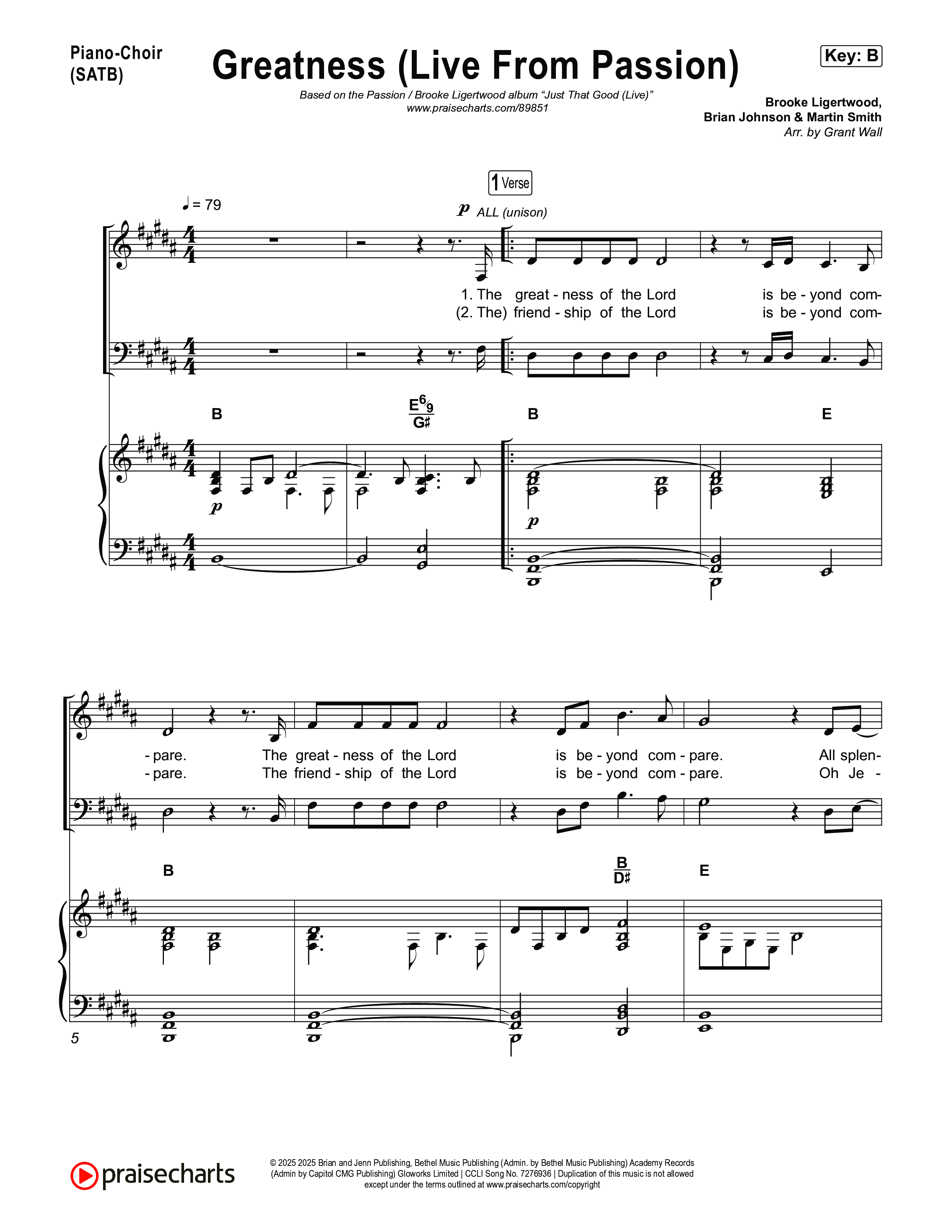 Greatness (Live From Passion 2026) Piano/Vocal Pack (Passion / Brooke Ligertwood)