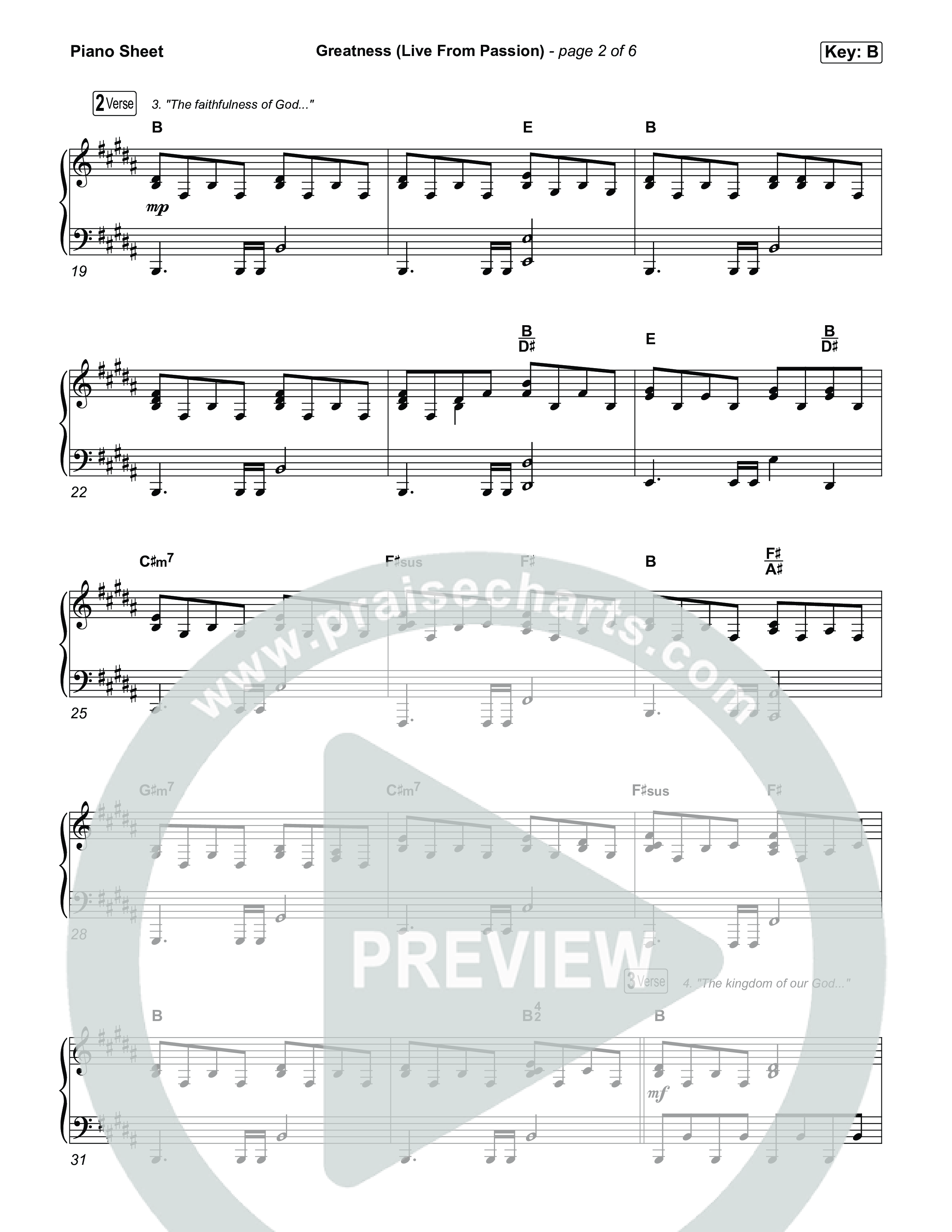 Greatness (Live From Passion 2026) Piano Sheet (Passion / Brooke Ligertwood)