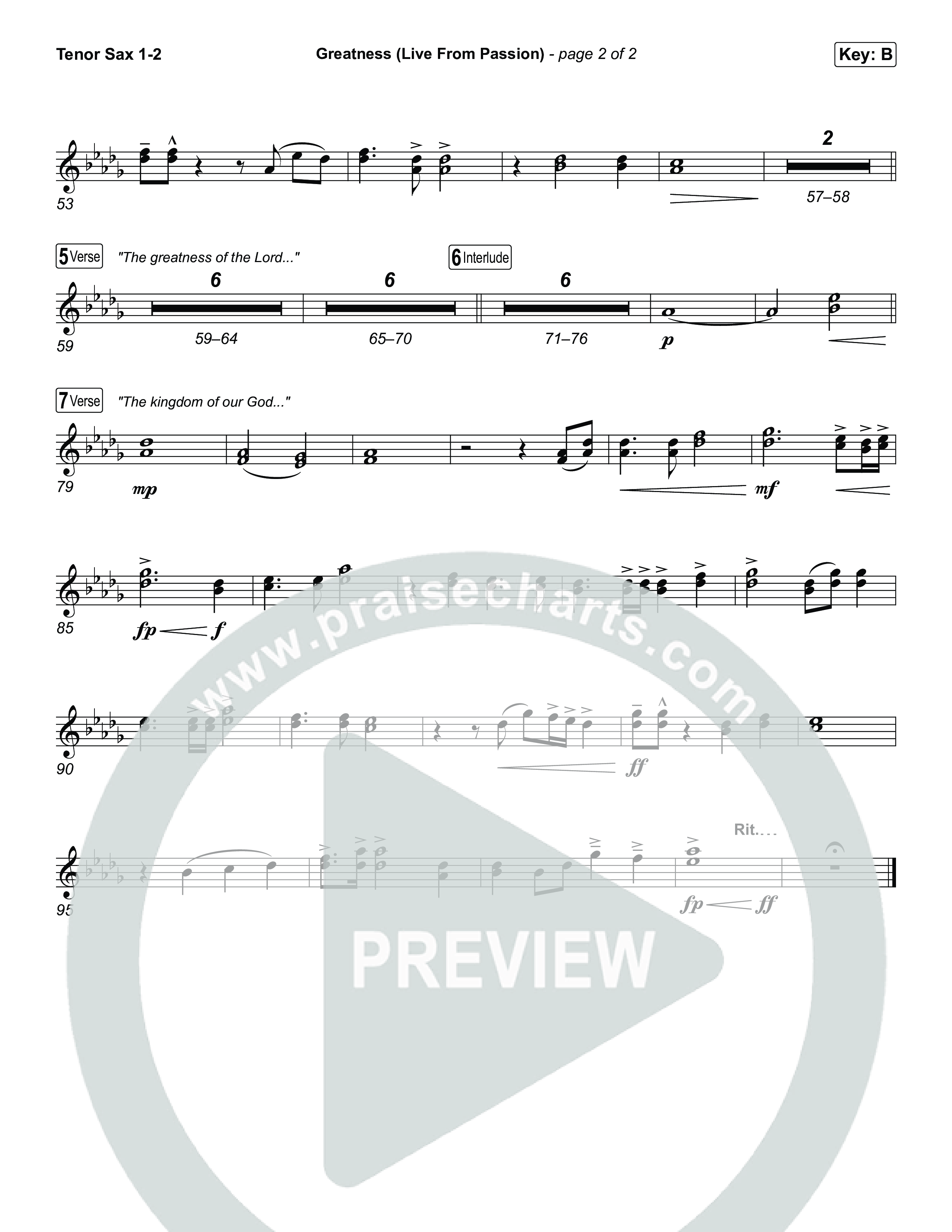 Greatness (Live From Passion 2026) Tenor Sax 1,2 (Passion / Brooke Ligertwood)