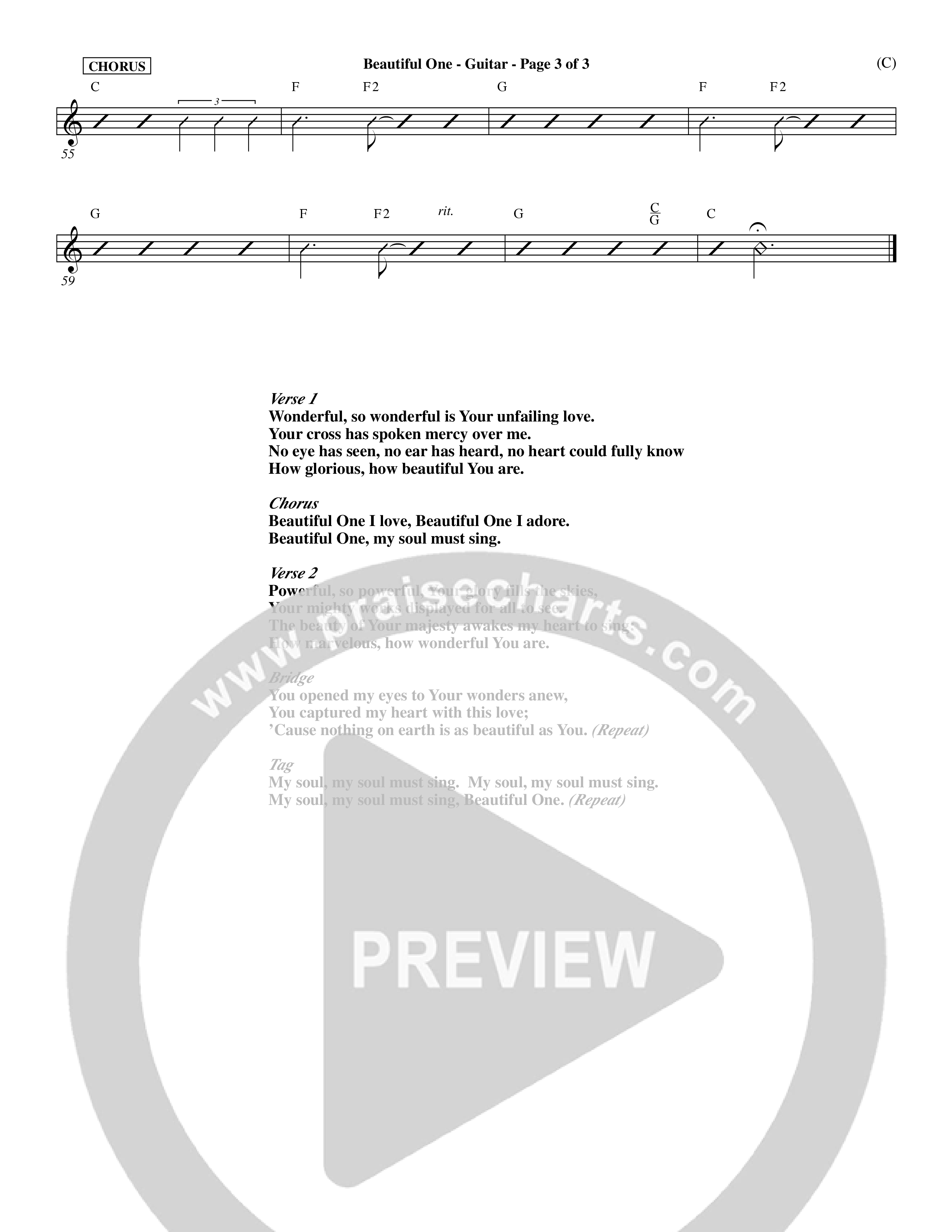 Beautiful One (Choral Anthem SATB) Acoustic Guitar (Word Music Choral / Orch. Paul Nelson)