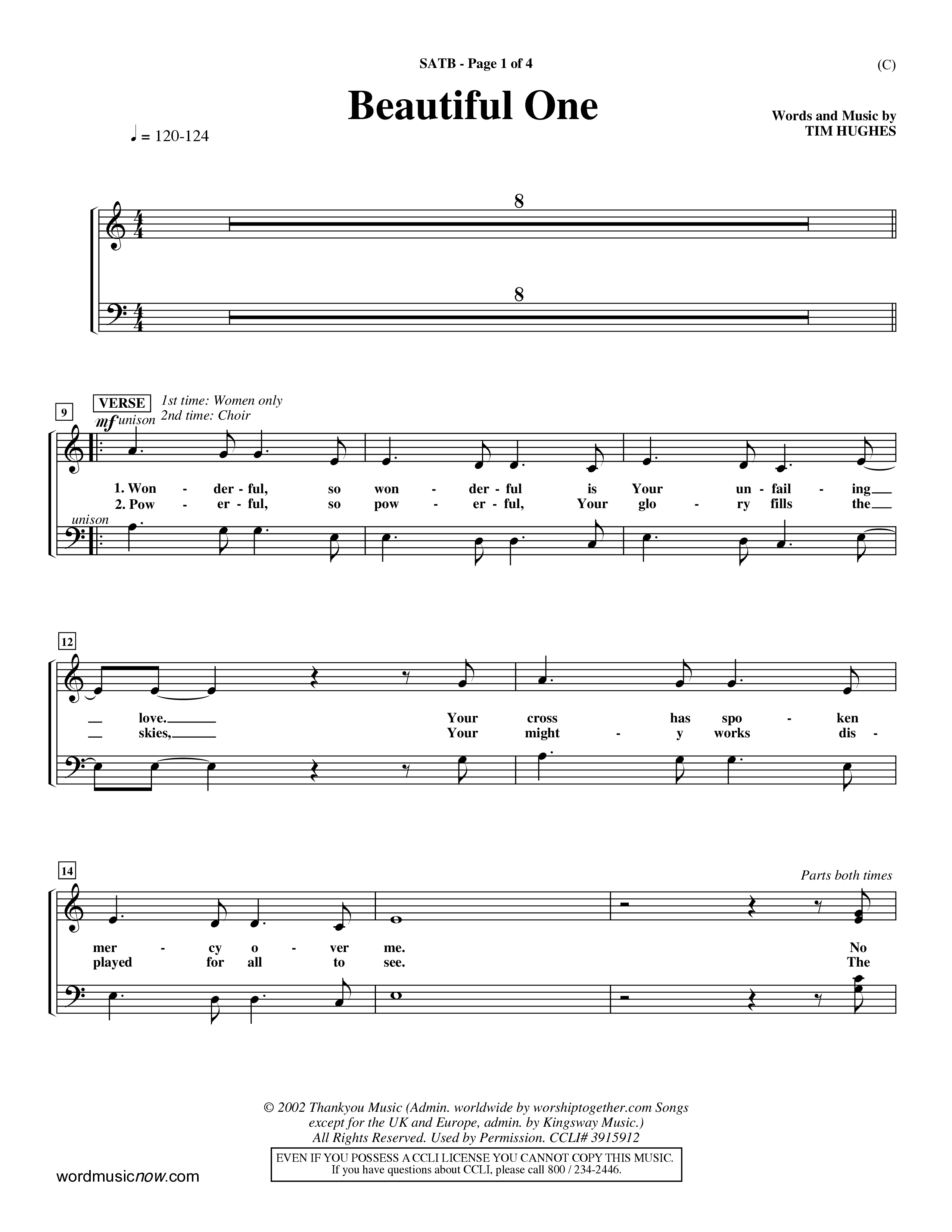 Beautiful One (Choral Anthem SATB) Choir Sheet (SATB) (Word Music Choral / Orch. Paul Nelson)