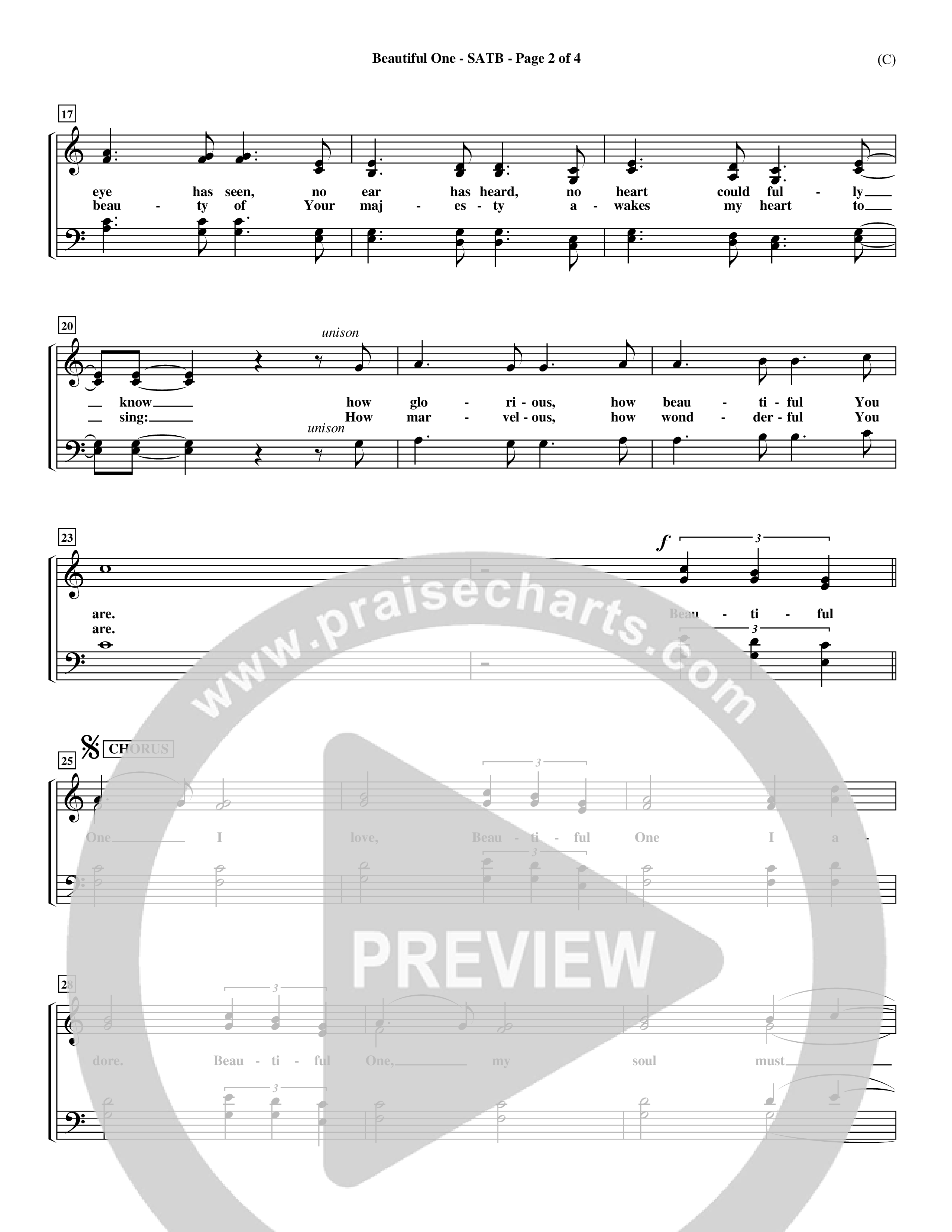 Beautiful One (Choral Anthem SATB) Choir Sheet (SATB) (Word Music Choral / Orch. Paul Nelson)