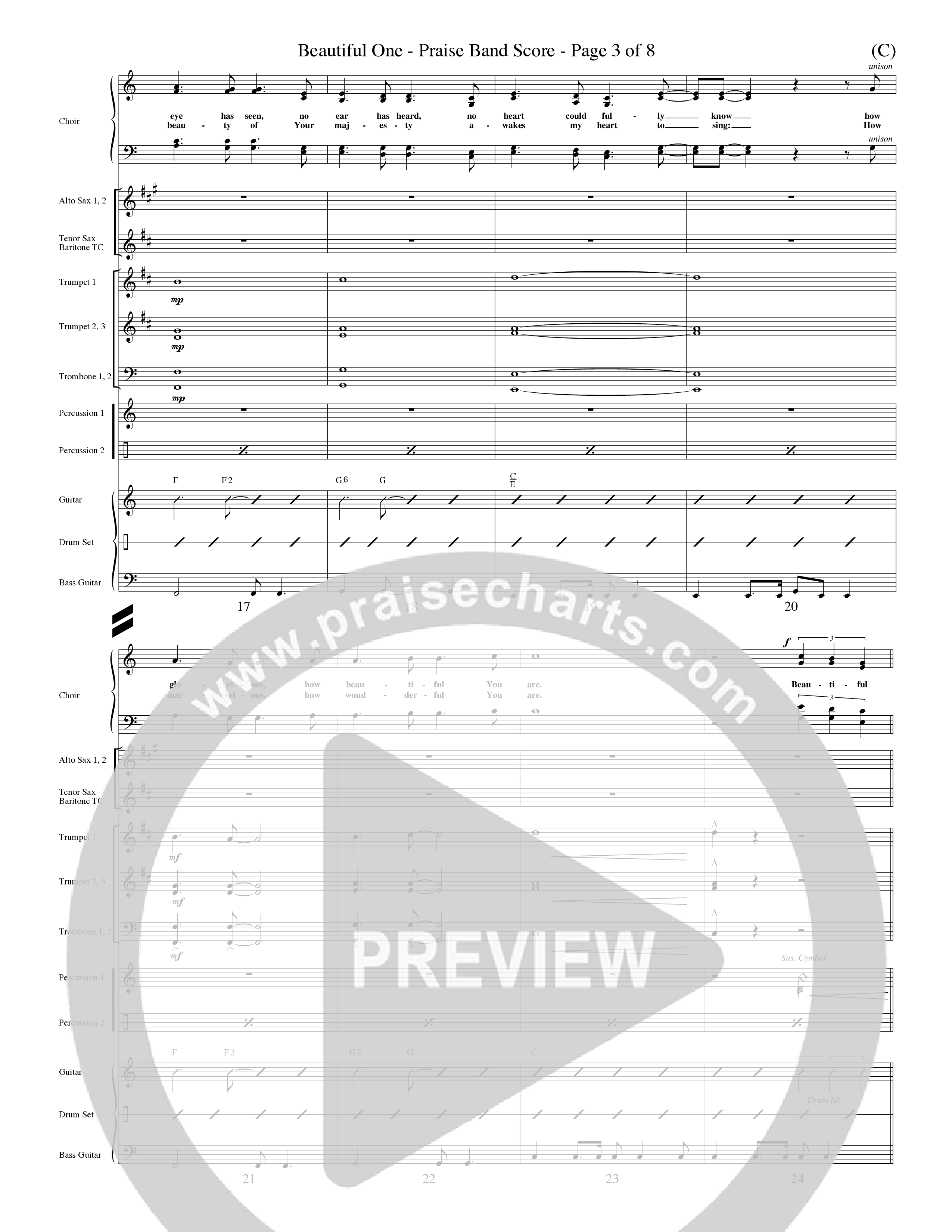 Beautiful One (Choral Anthem SATB) PraiseBand (incl. Brass) (Word Music Choral / Orch. Paul Nelson)