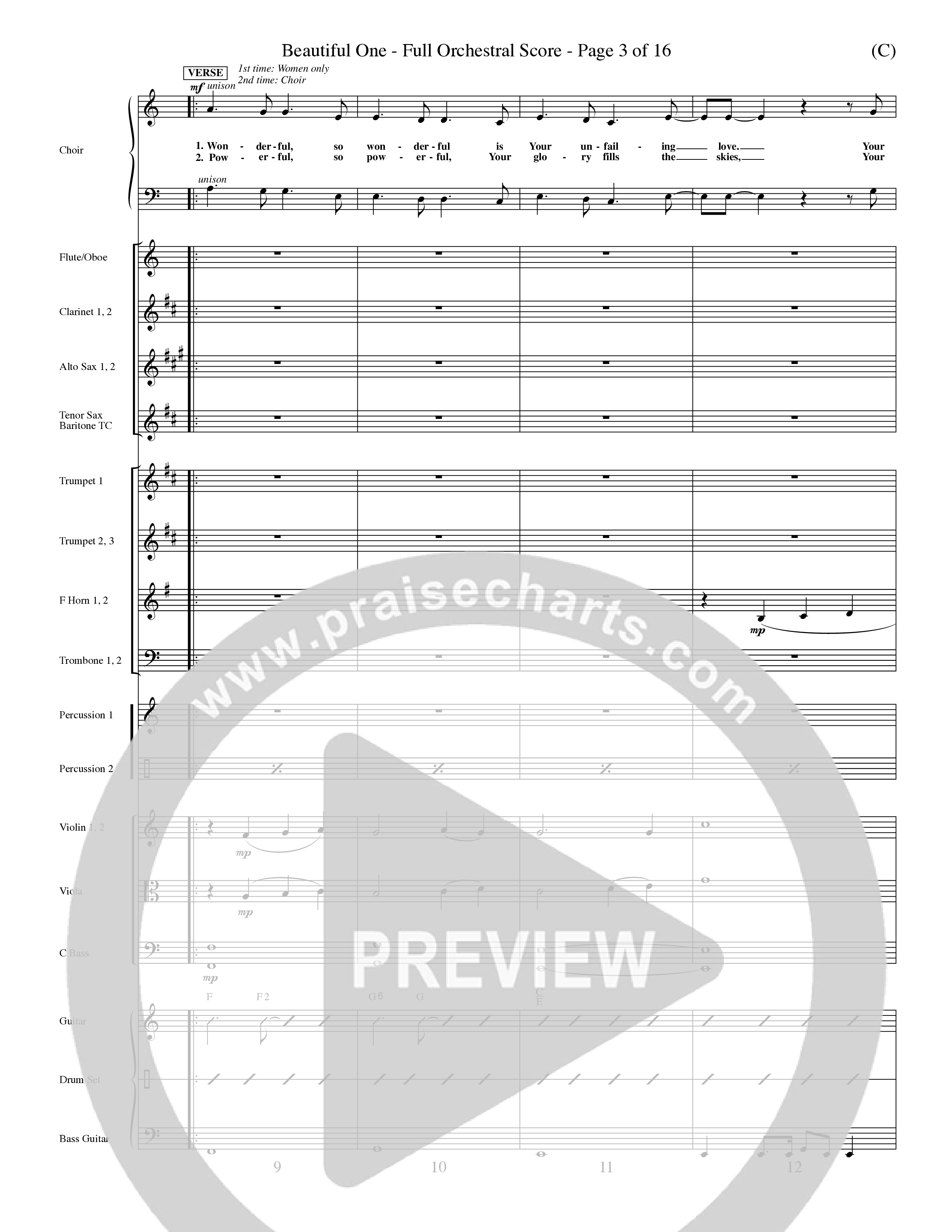 Beautiful One (Choral Anthem SATB) Orchestration (Word Music Choral / Orch. Paul Nelson)