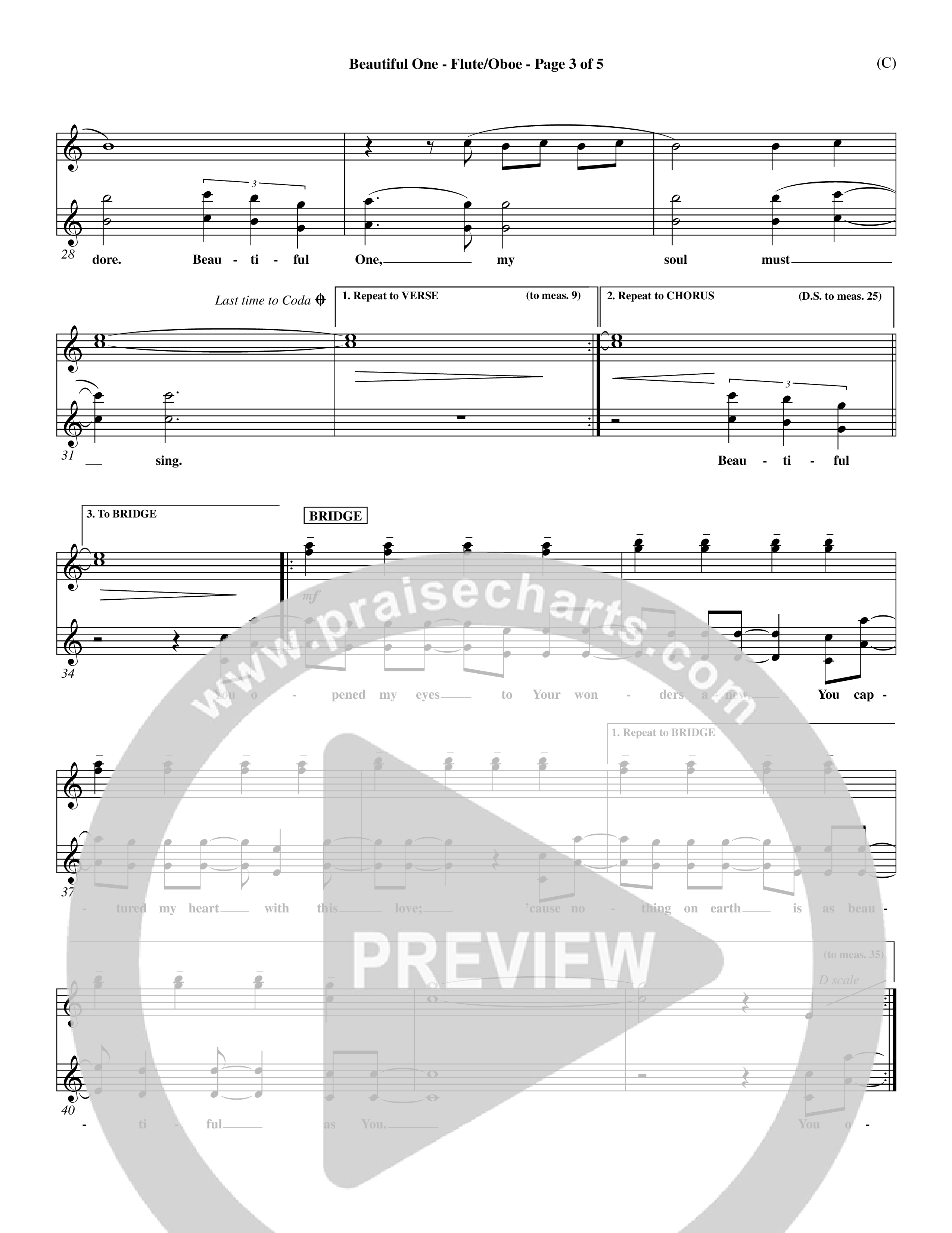 Beautiful One (Choral Anthem SATB) Flute/Oboe (Word Music Choral / Orch. Paul Nelson)