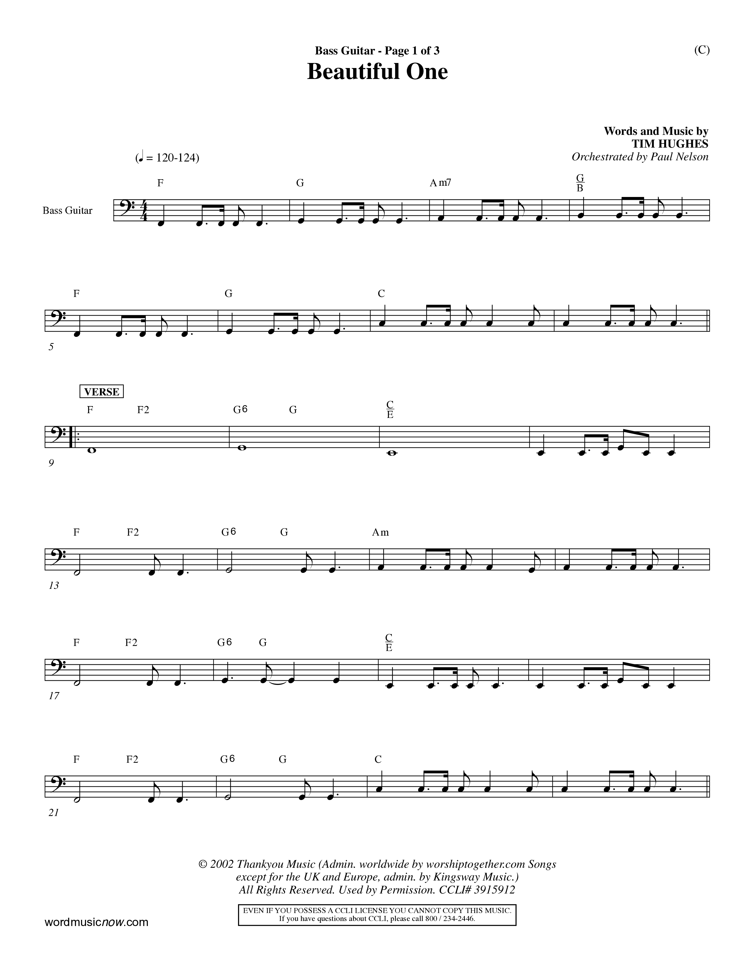 Beautiful One (Choral Anthem SATB) Guitar (Word Music Choral / Orch. Paul Nelson)